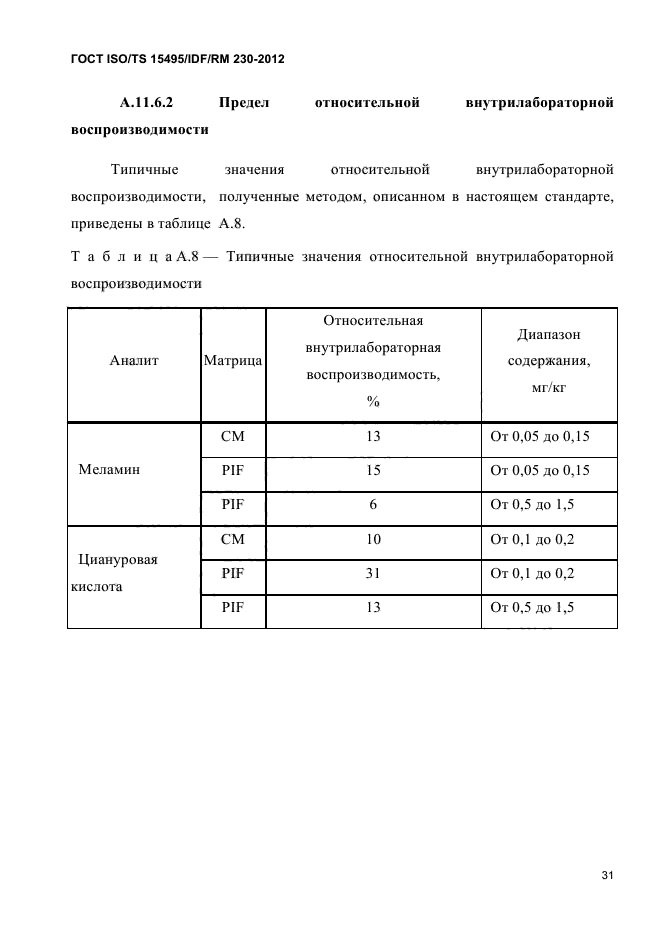  ISO/TS 15495/IDF/RM 230-2012