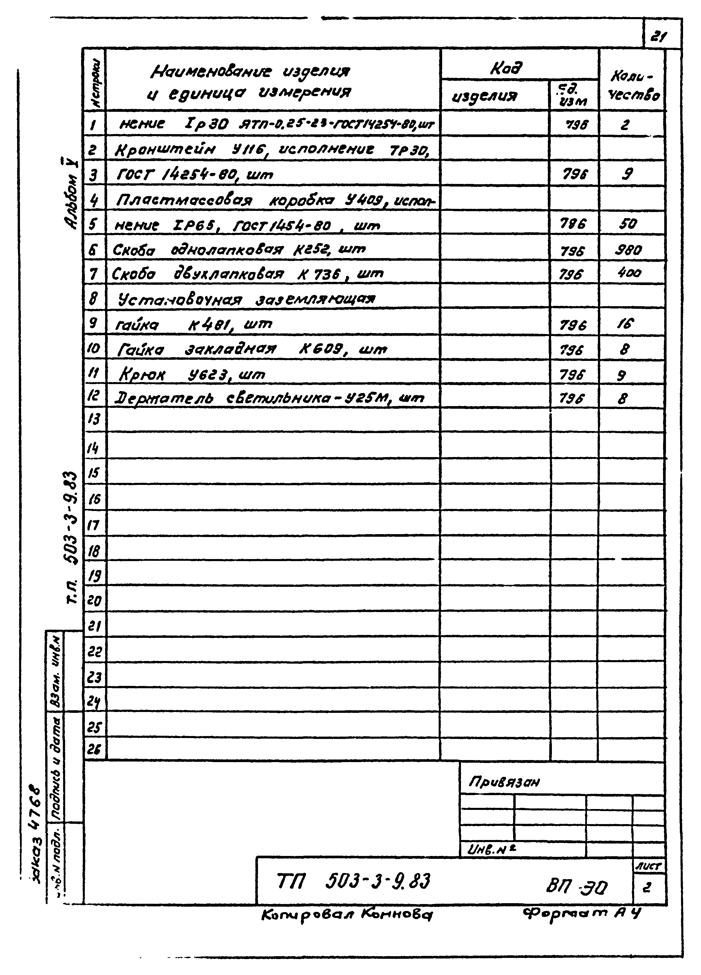 Типовой проект 503-3-9.83