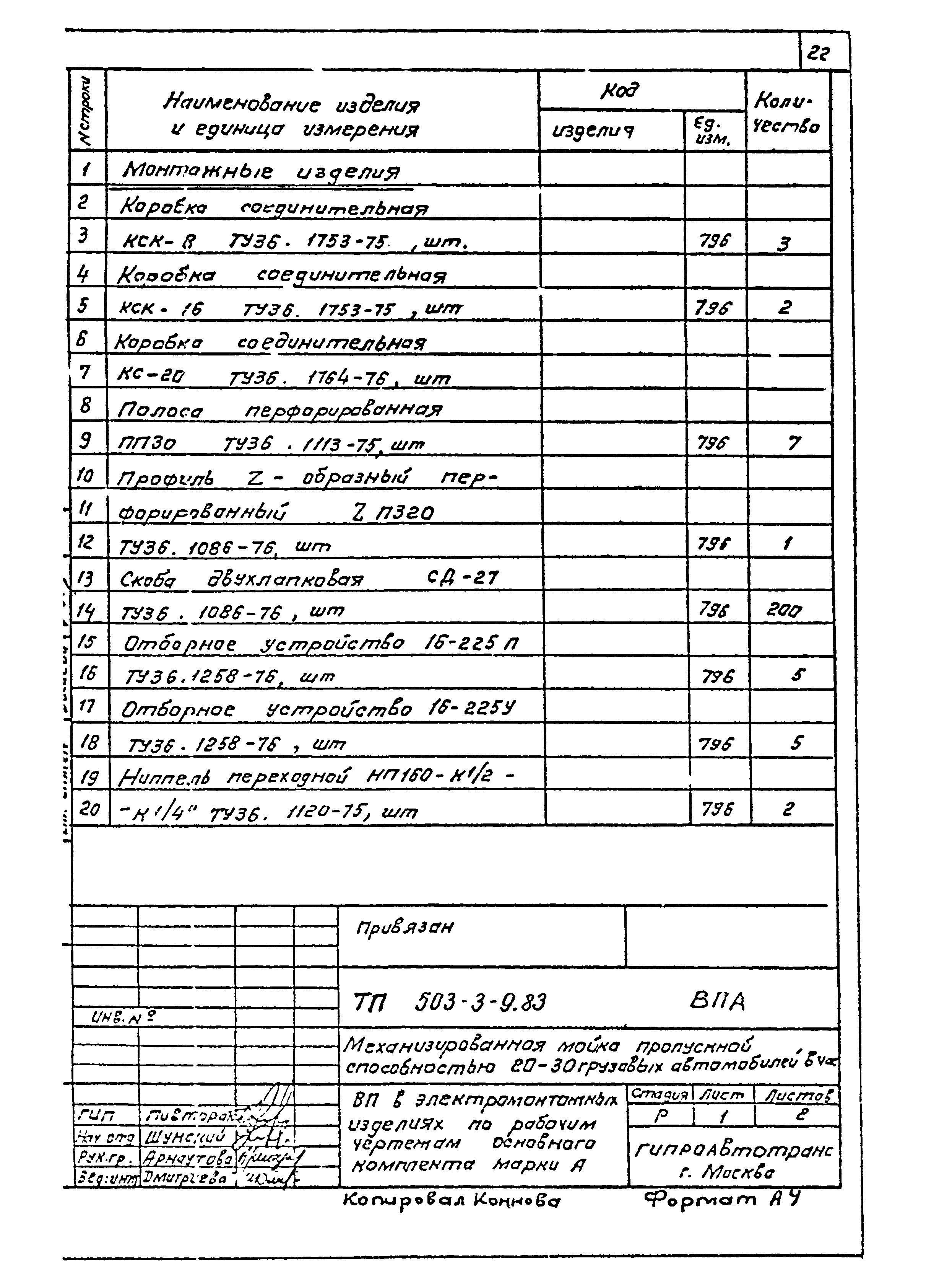 Типовой проект 503-3-9.83