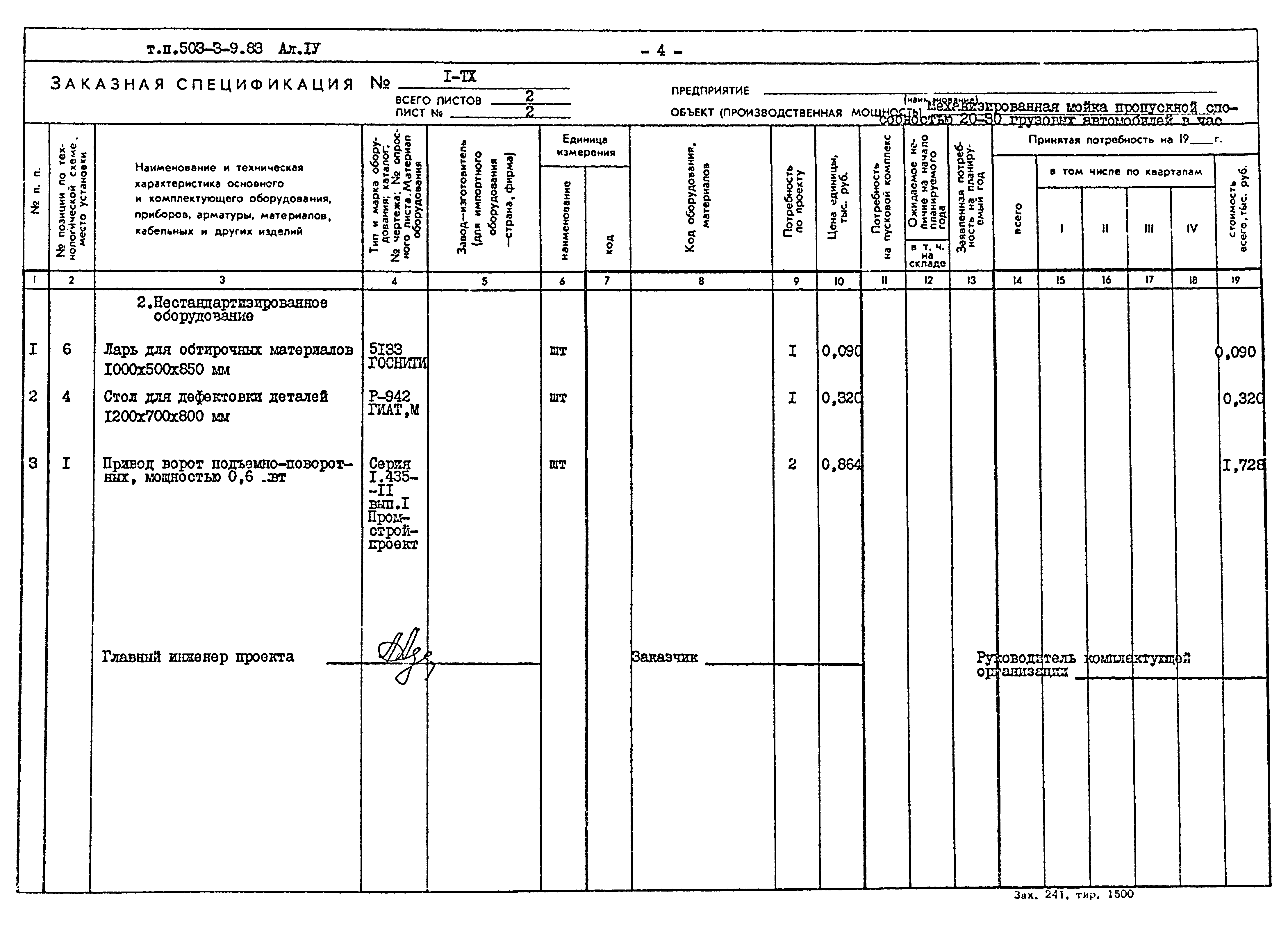 Типовой проект 503-3-9.83