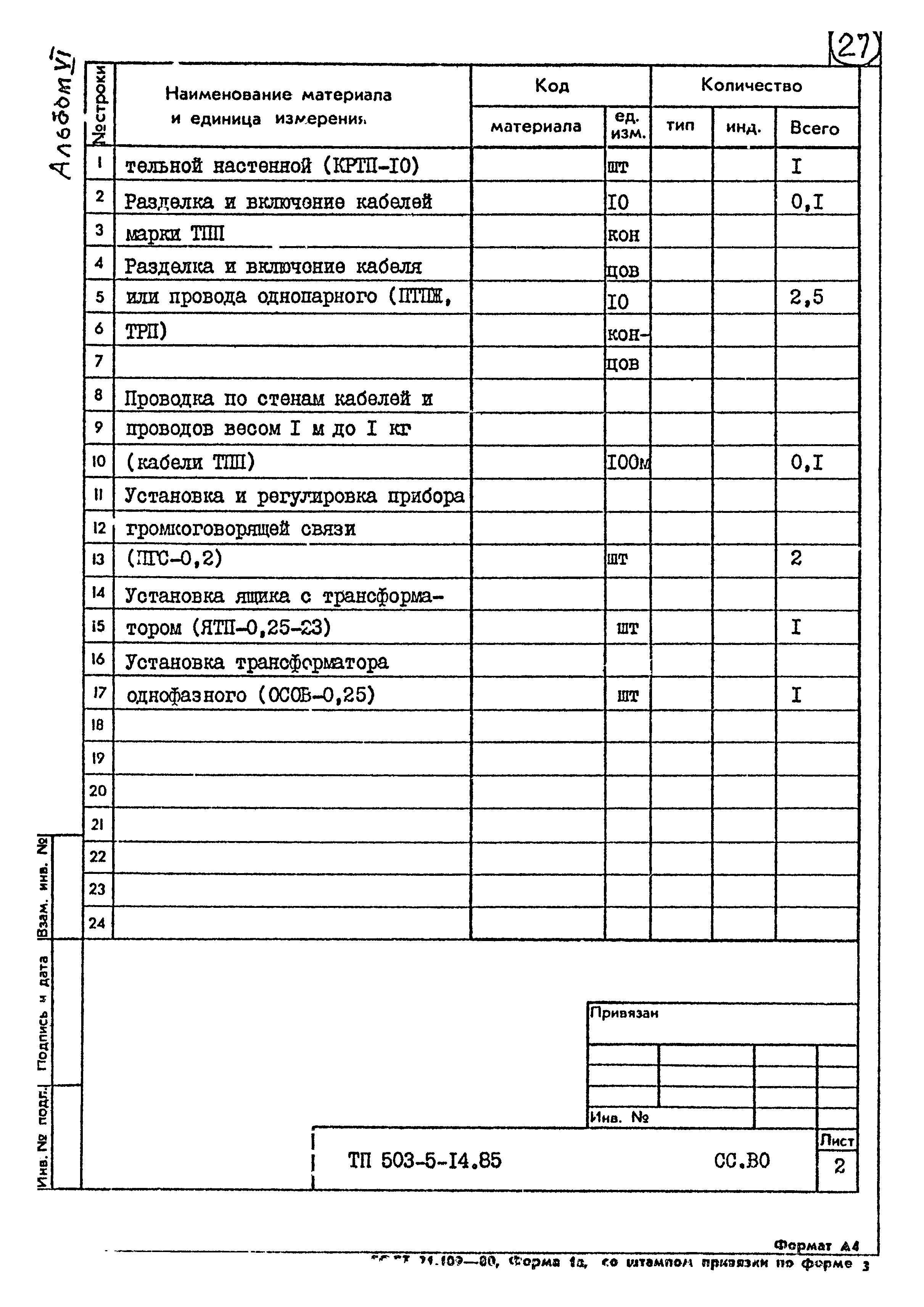 Типовой проект 503-5-14.85