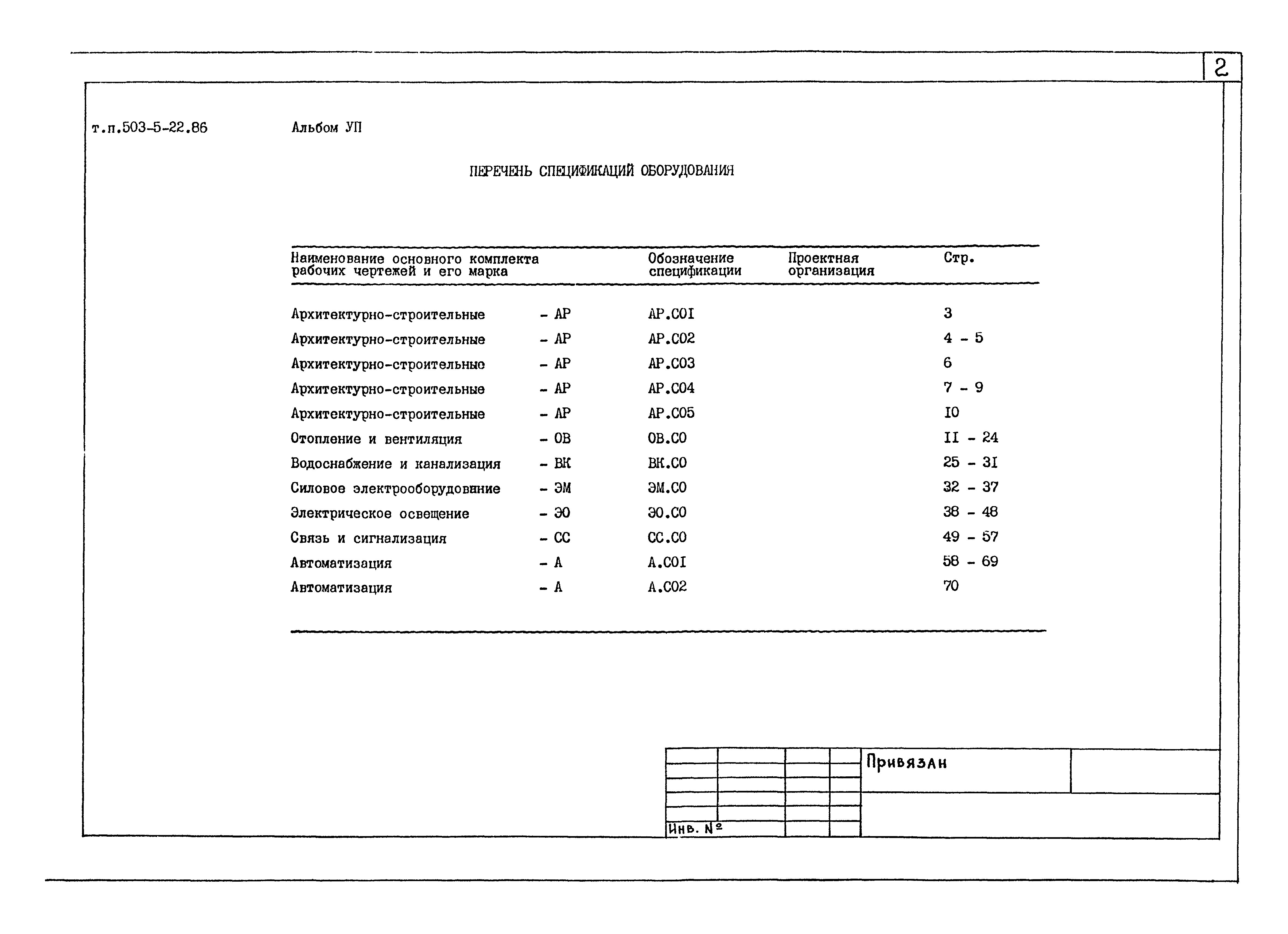 Типовой проект 503-5-22.86