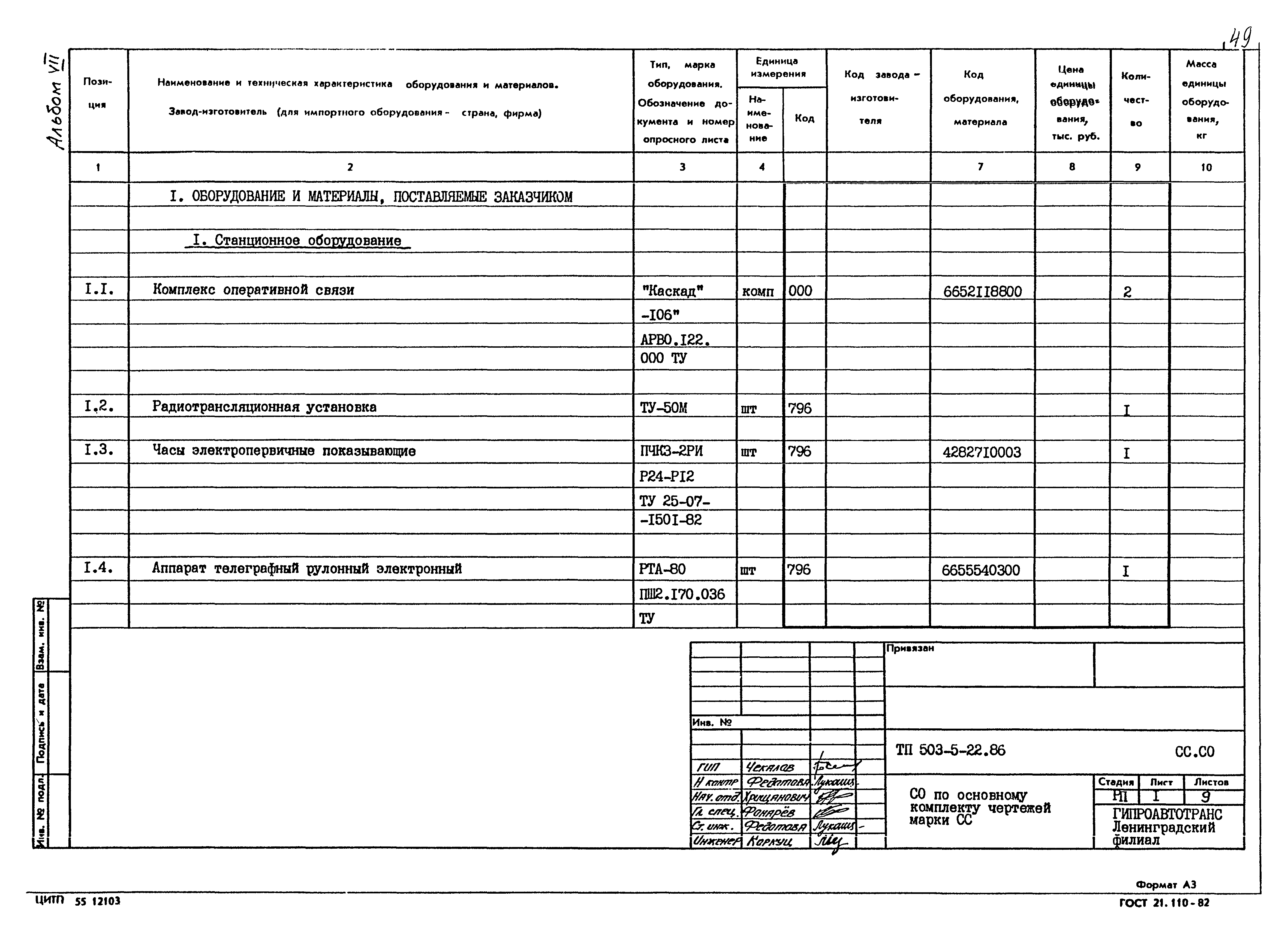 Типовой проект 503-5-22.86