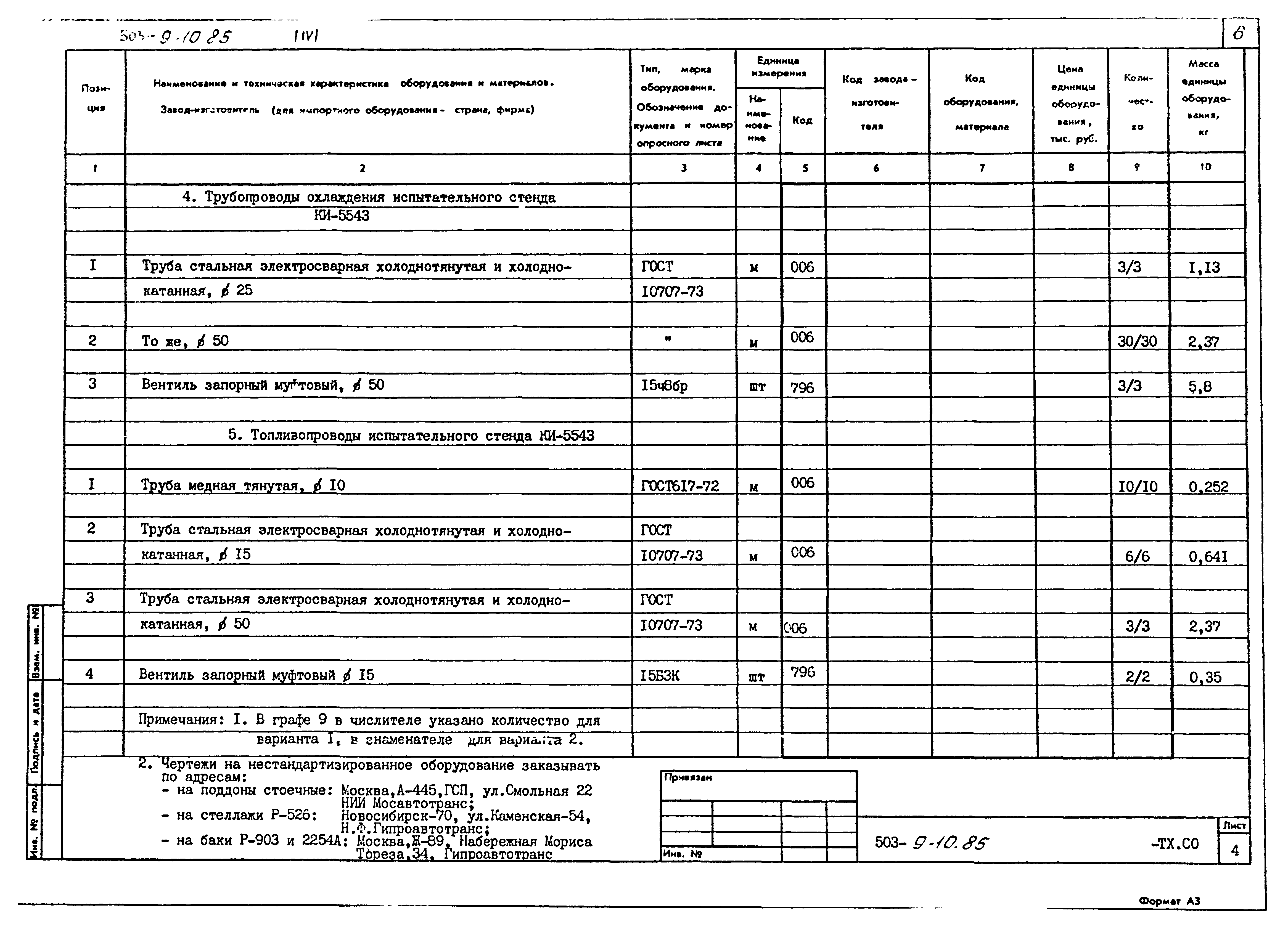 Типовой проект 503-9-10.85