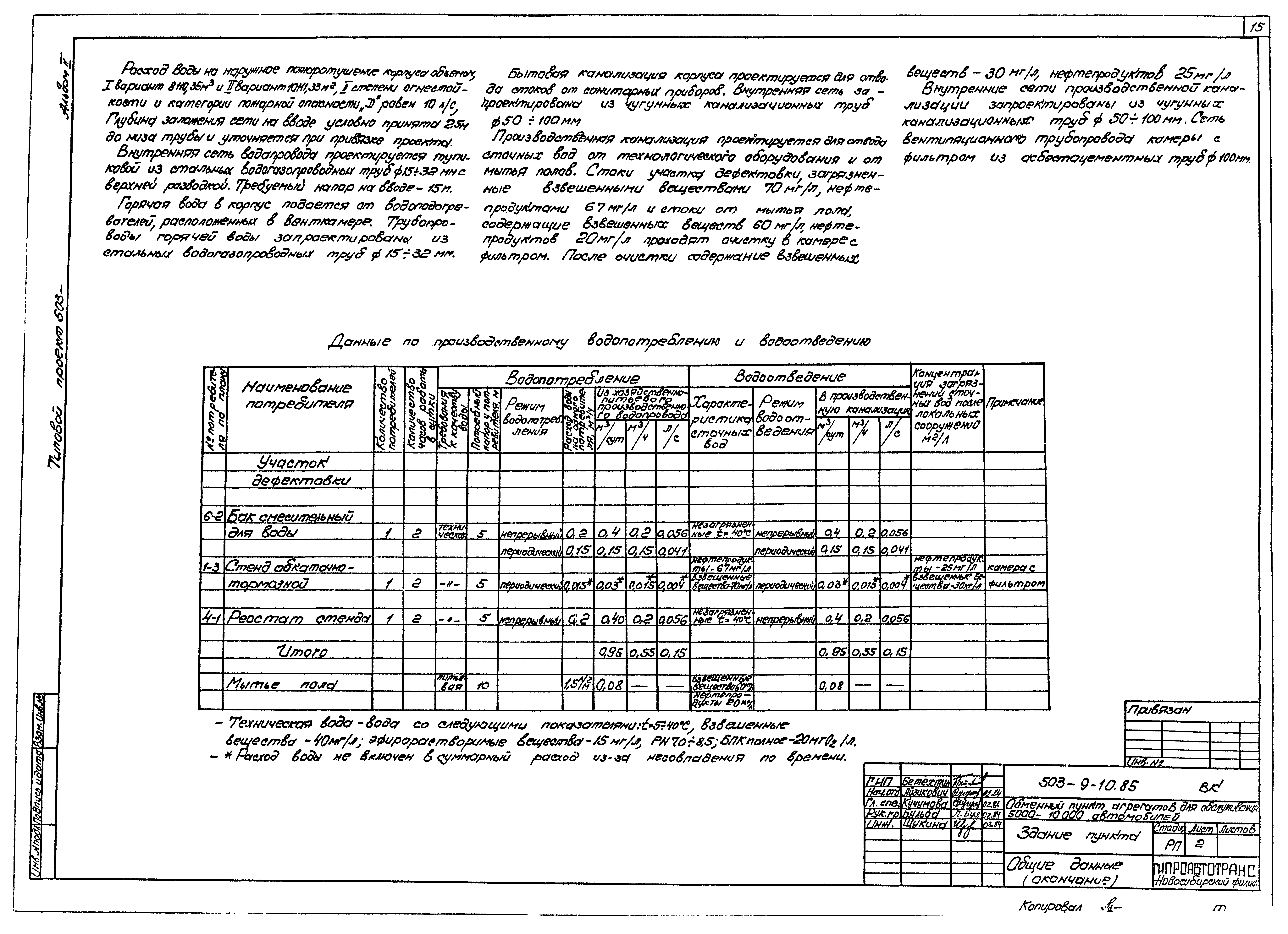 Типовой проект 503-9-10.85