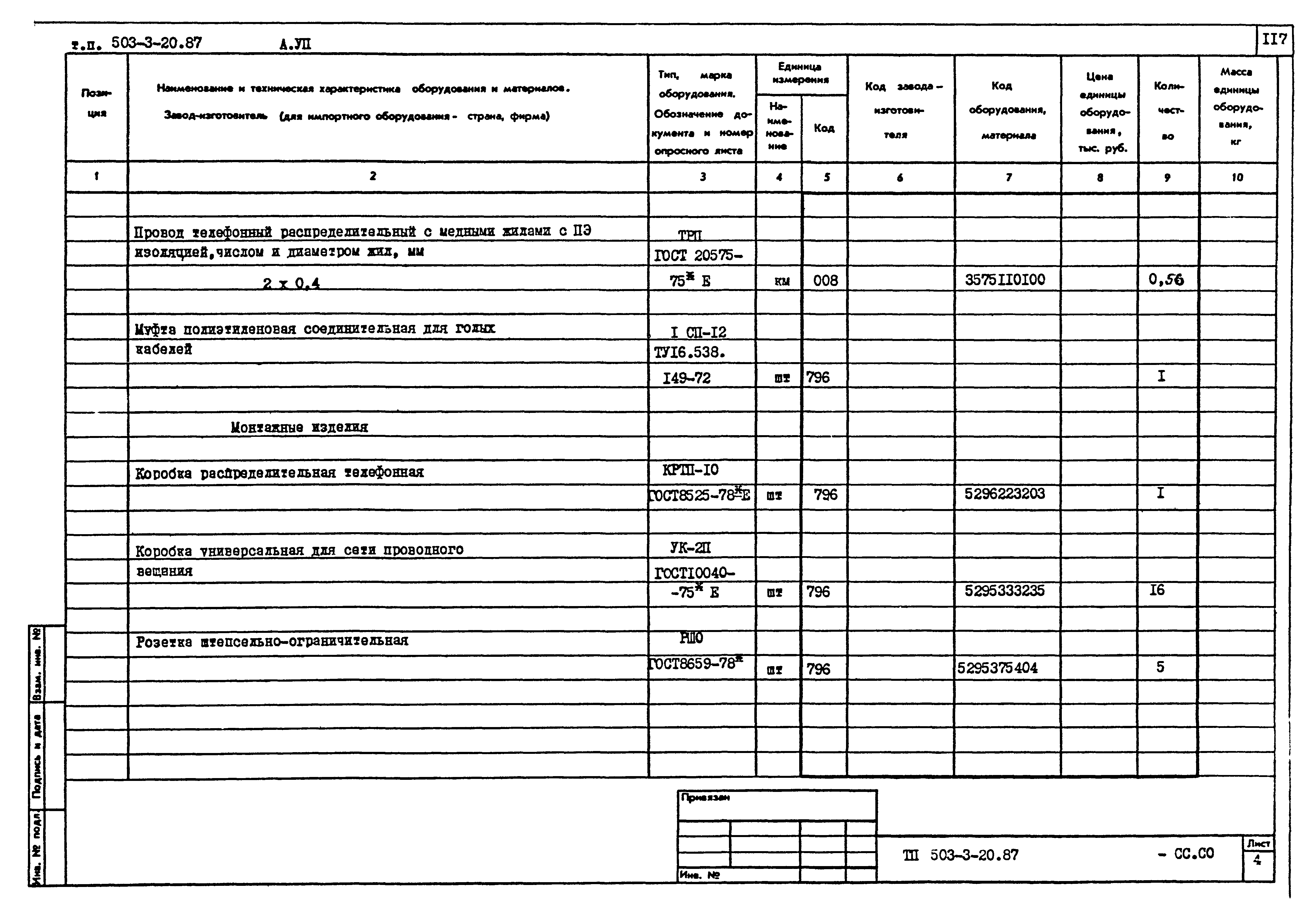 Типовой проект 503-3-20.87