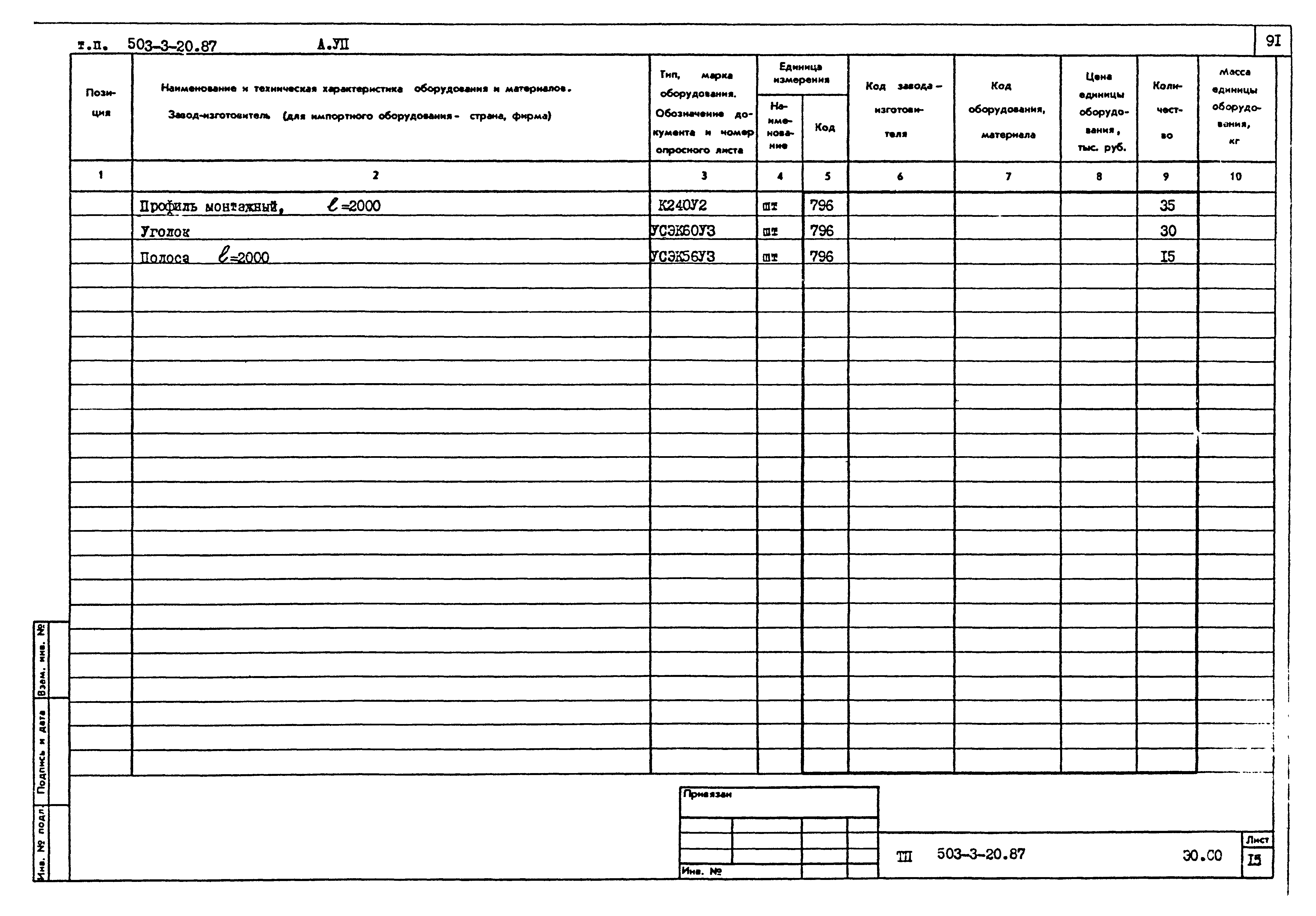 Типовой проект 503-3-20.87