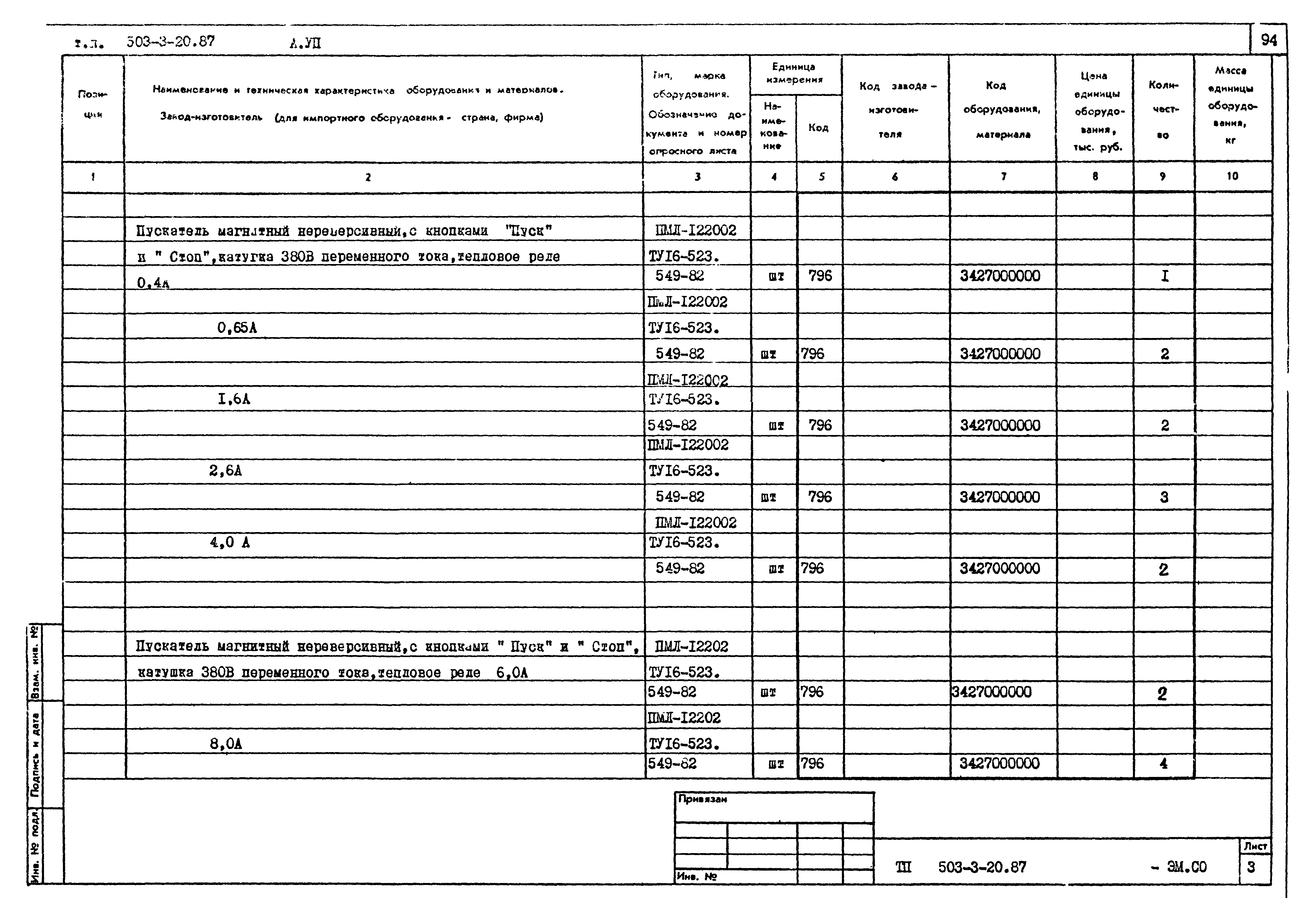 Типовой проект 503-3-20.87