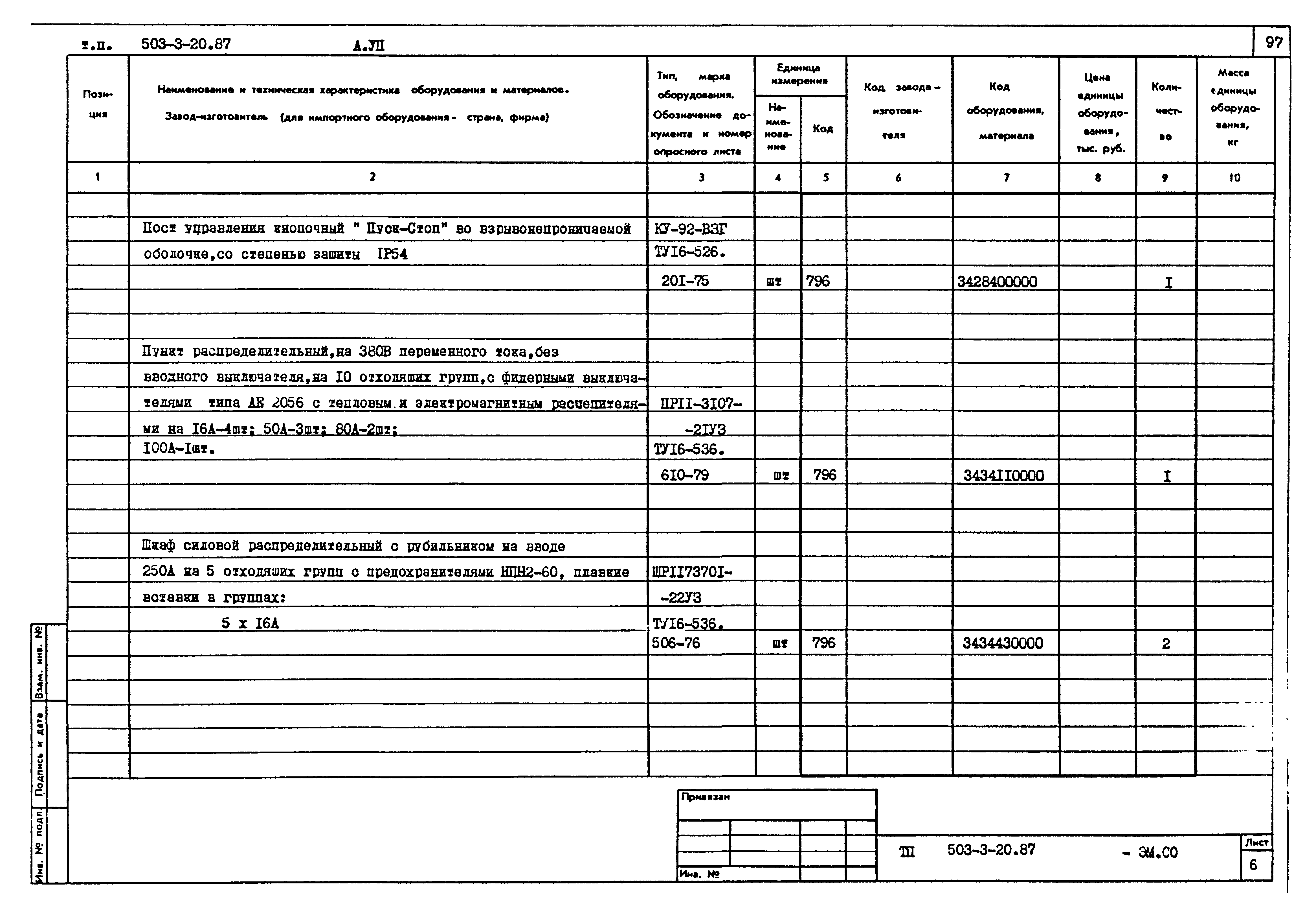 Типовой проект 503-3-20.87