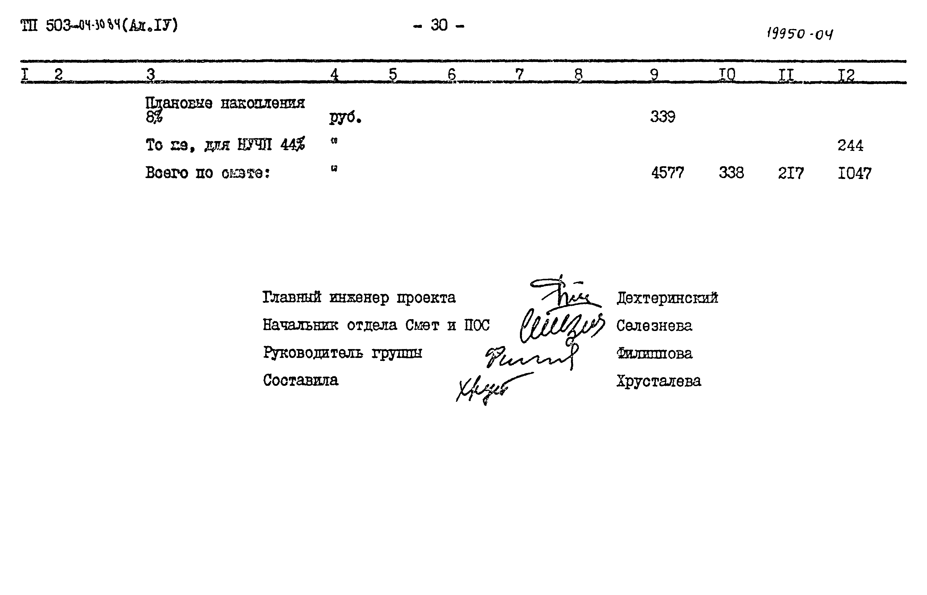 Типовые проектные решения 503-04-30.84