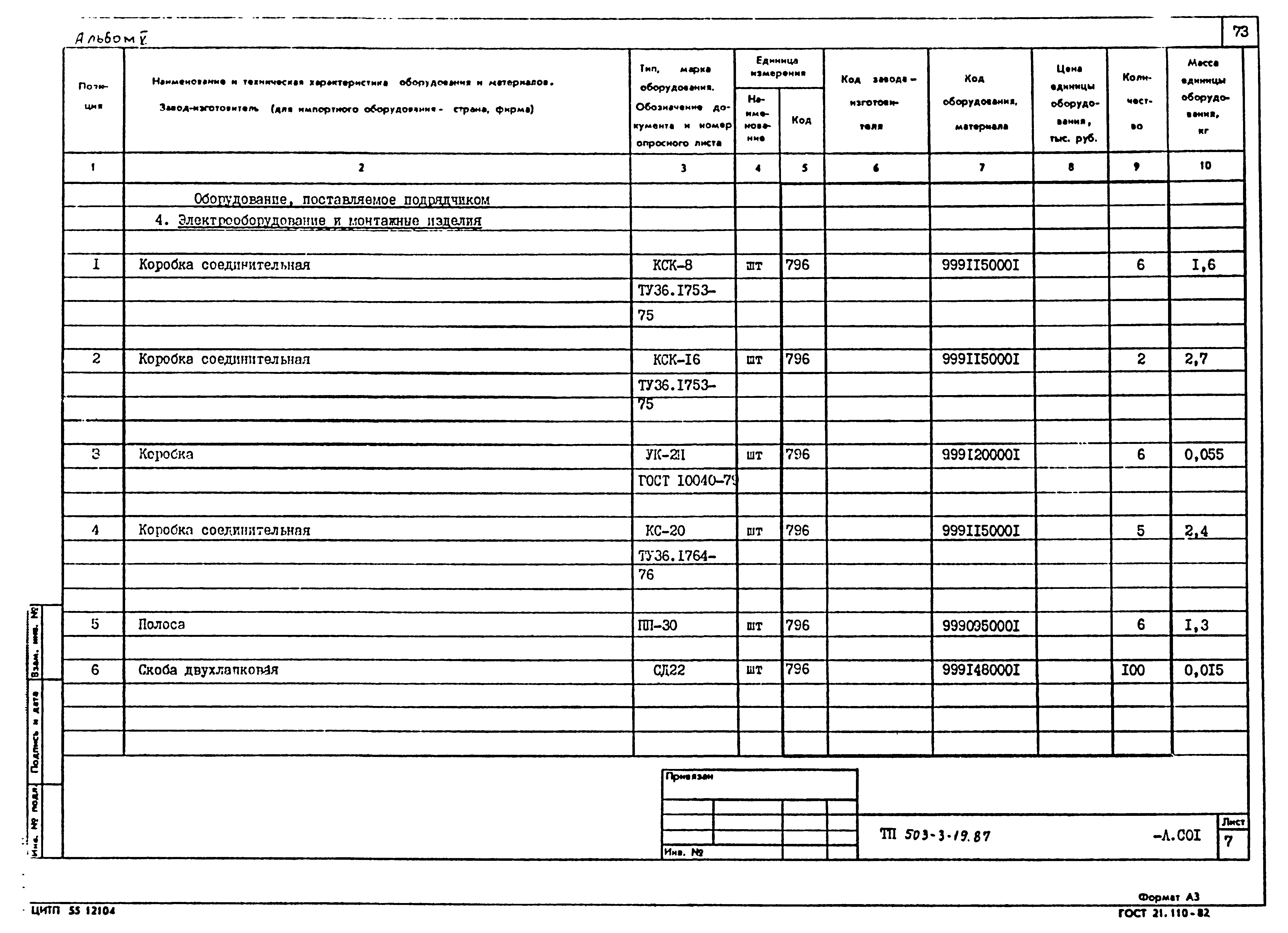 Типовой проект 503-3-19.87