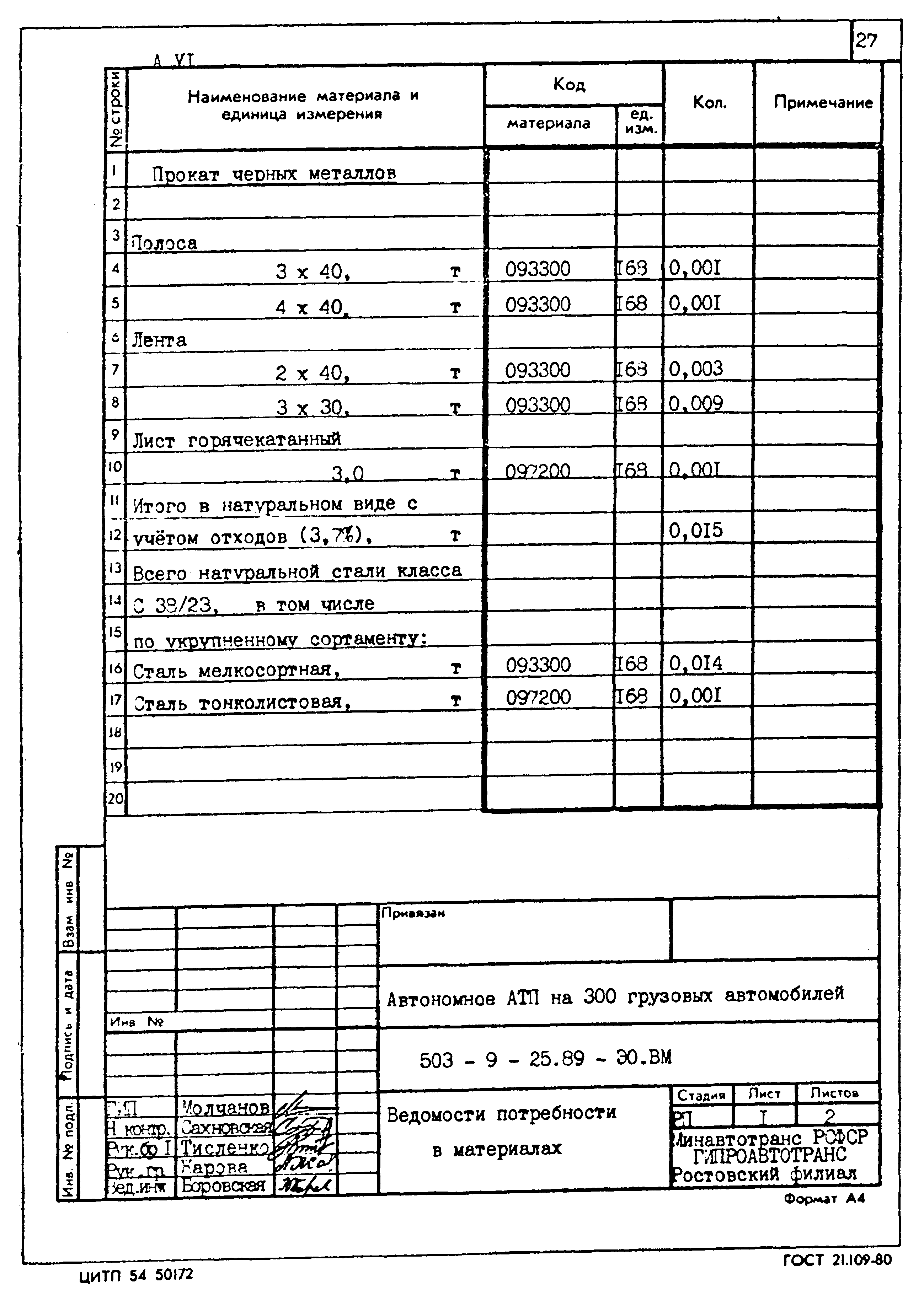 Типовой проект 503-9-25.89