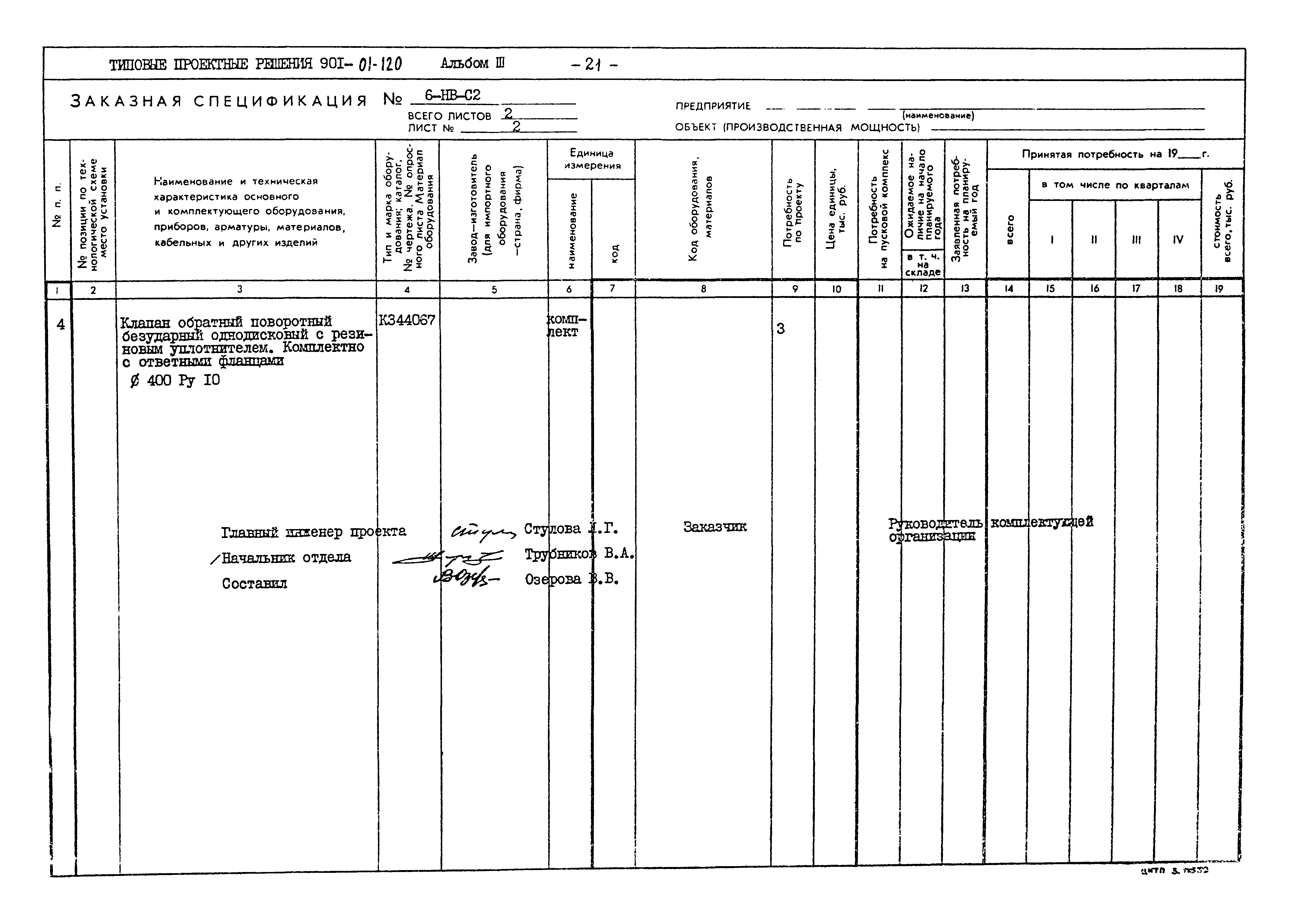 Типовые проектные решения 901-02-120