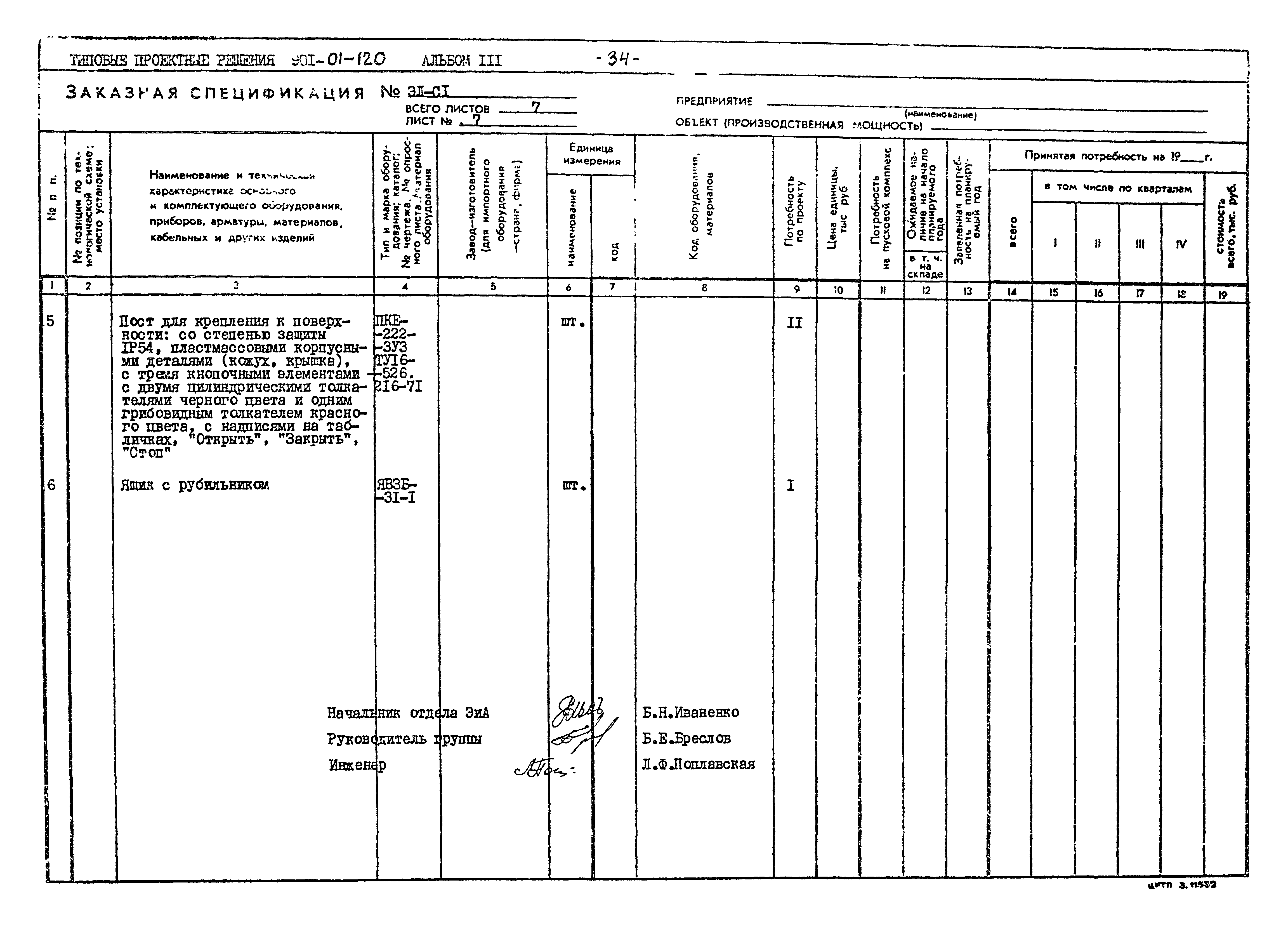 Типовые проектные решения 901-02-120