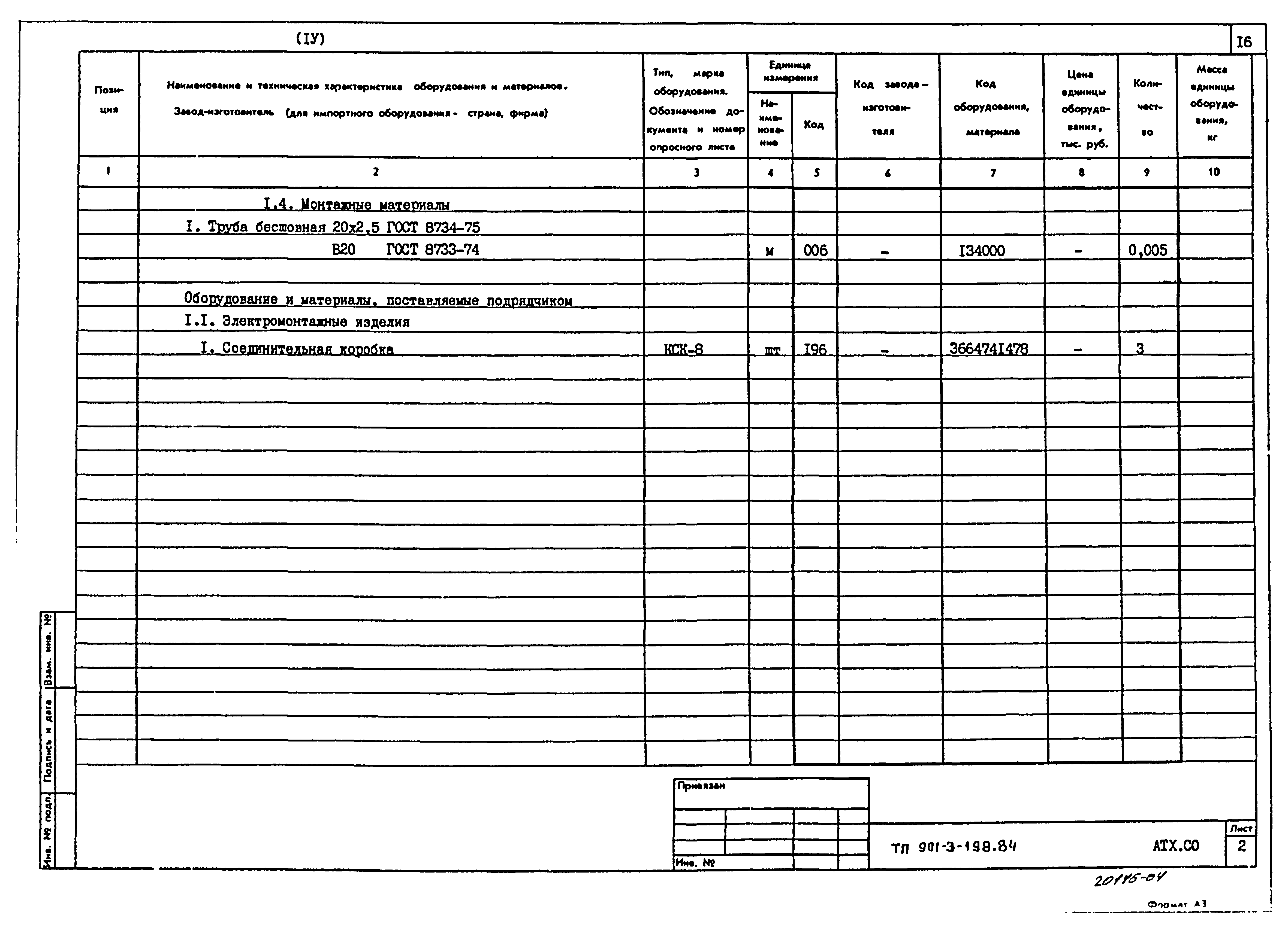 Типовой проект 901-3-198.84