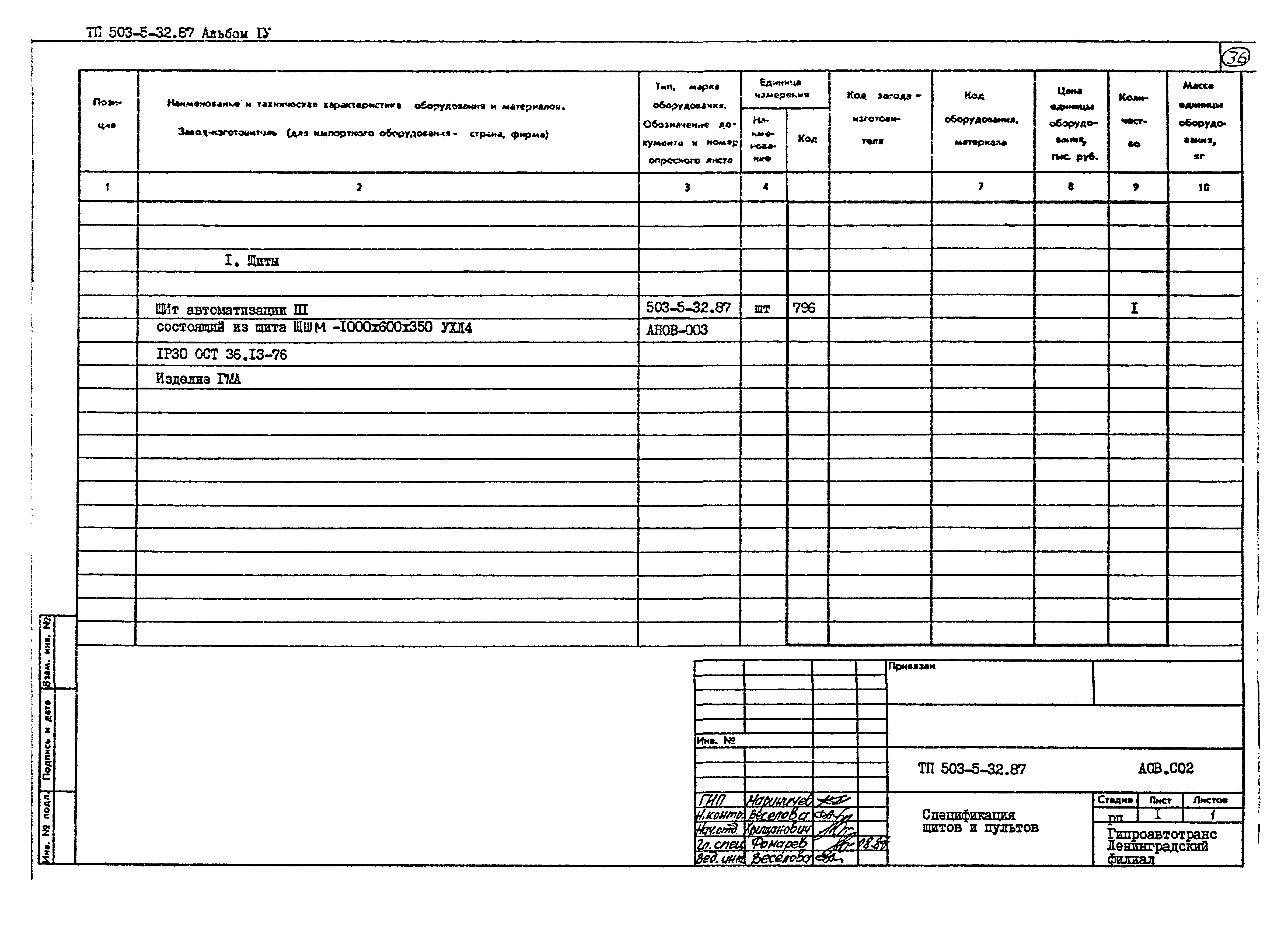 Типовой проект 503-5-32.87