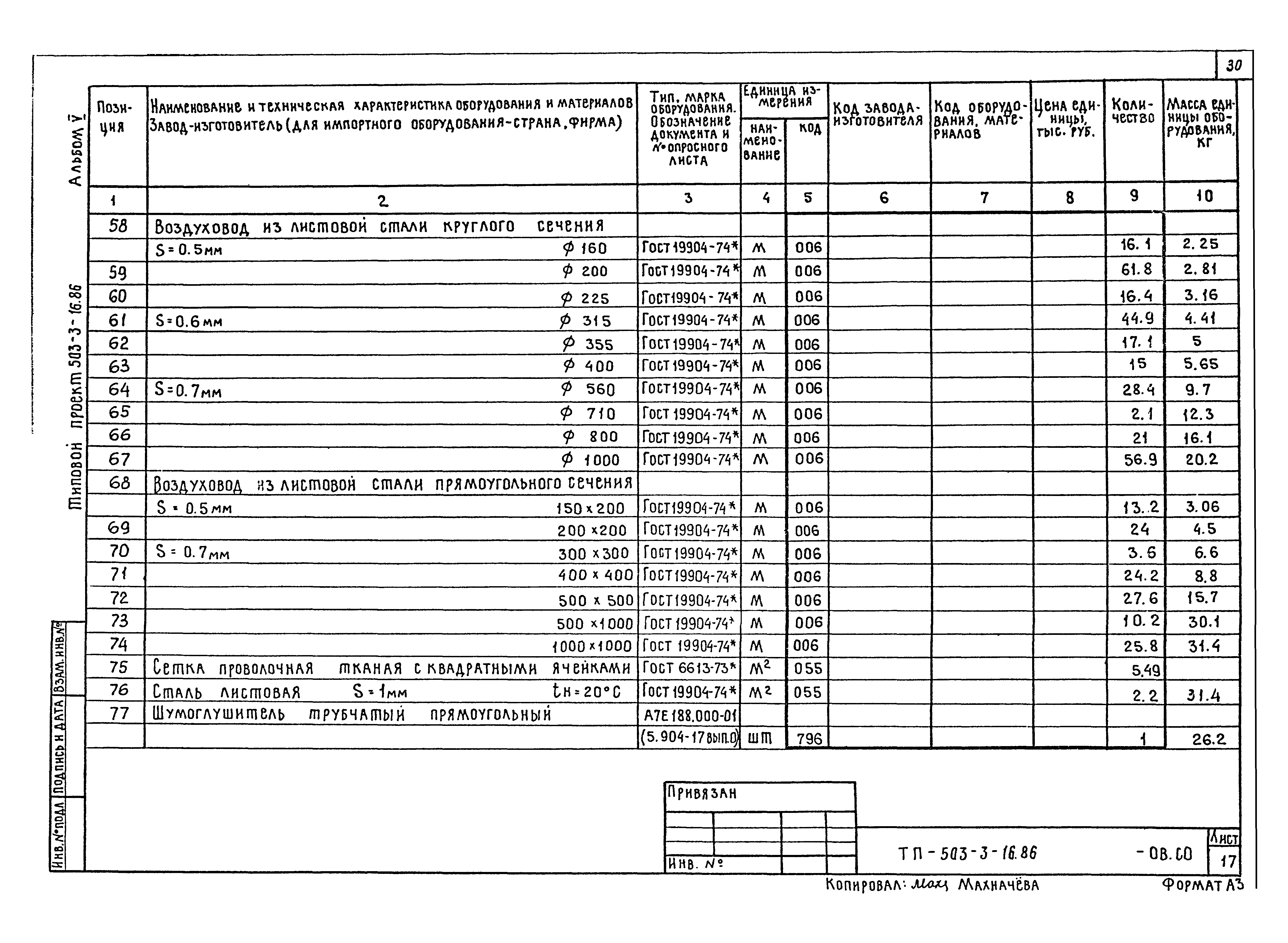 Типовой проект 503-3-16.86