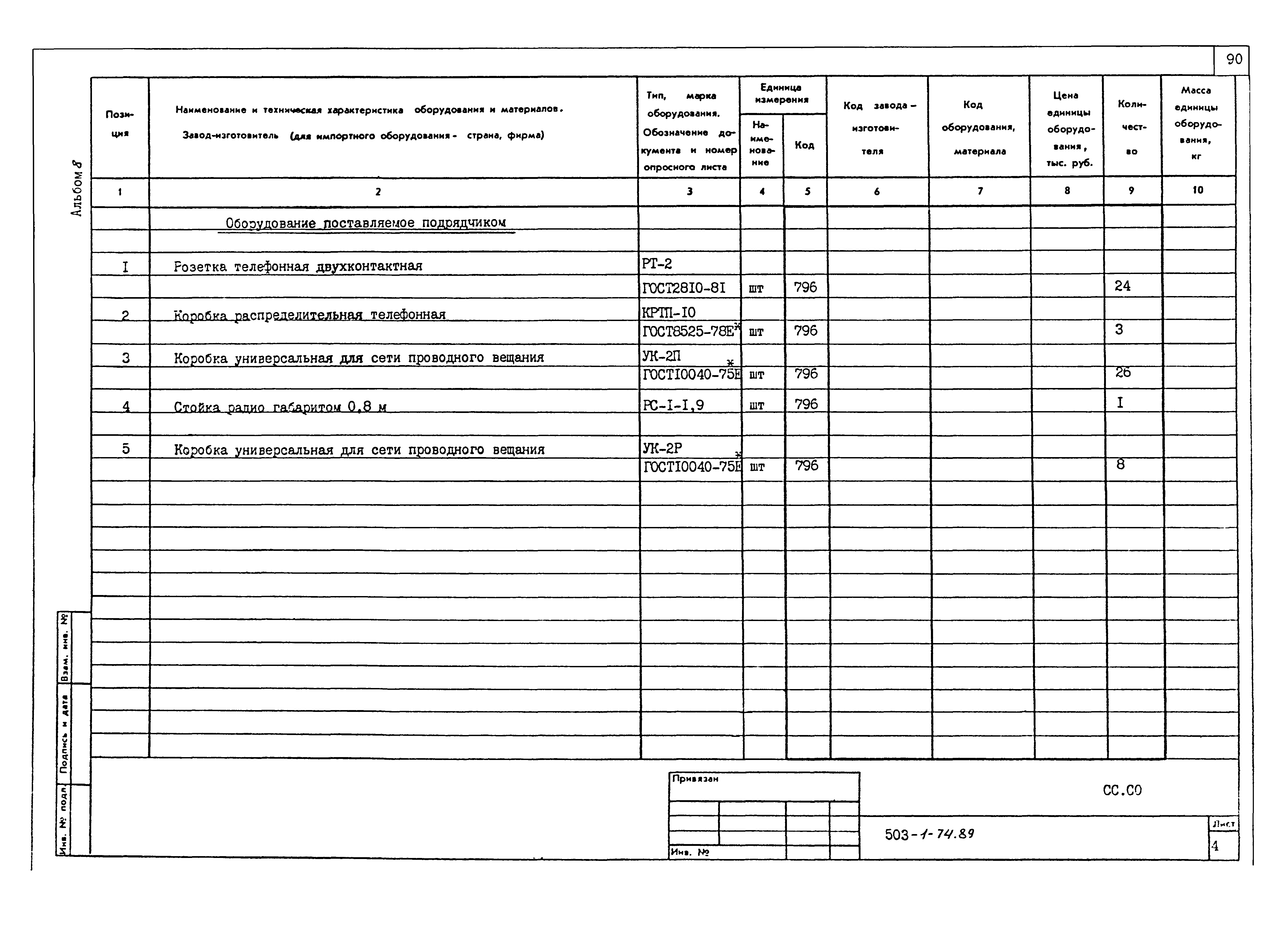 Типовой проект 503-1-74.89