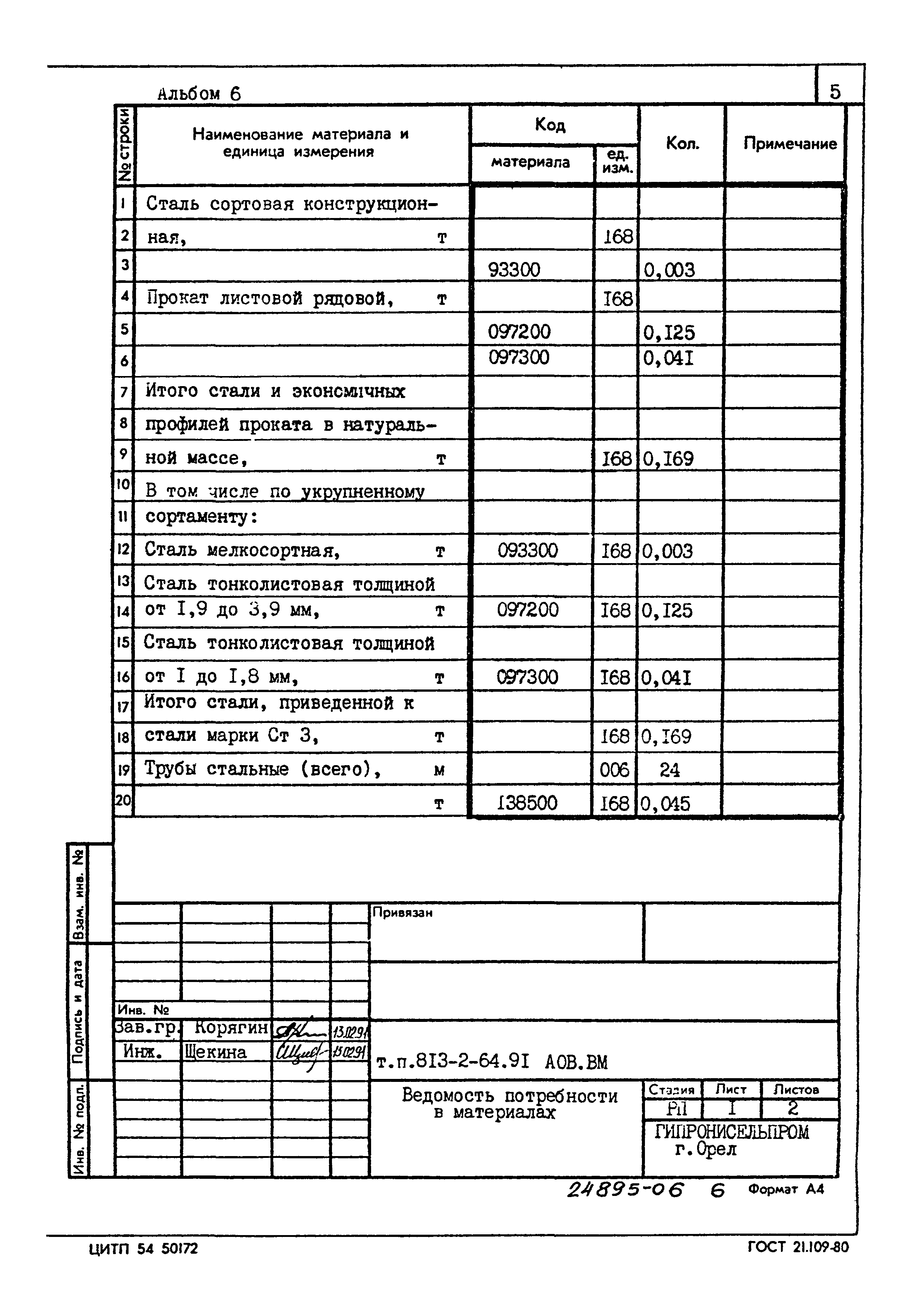 Типовой проект 813-2-64.91