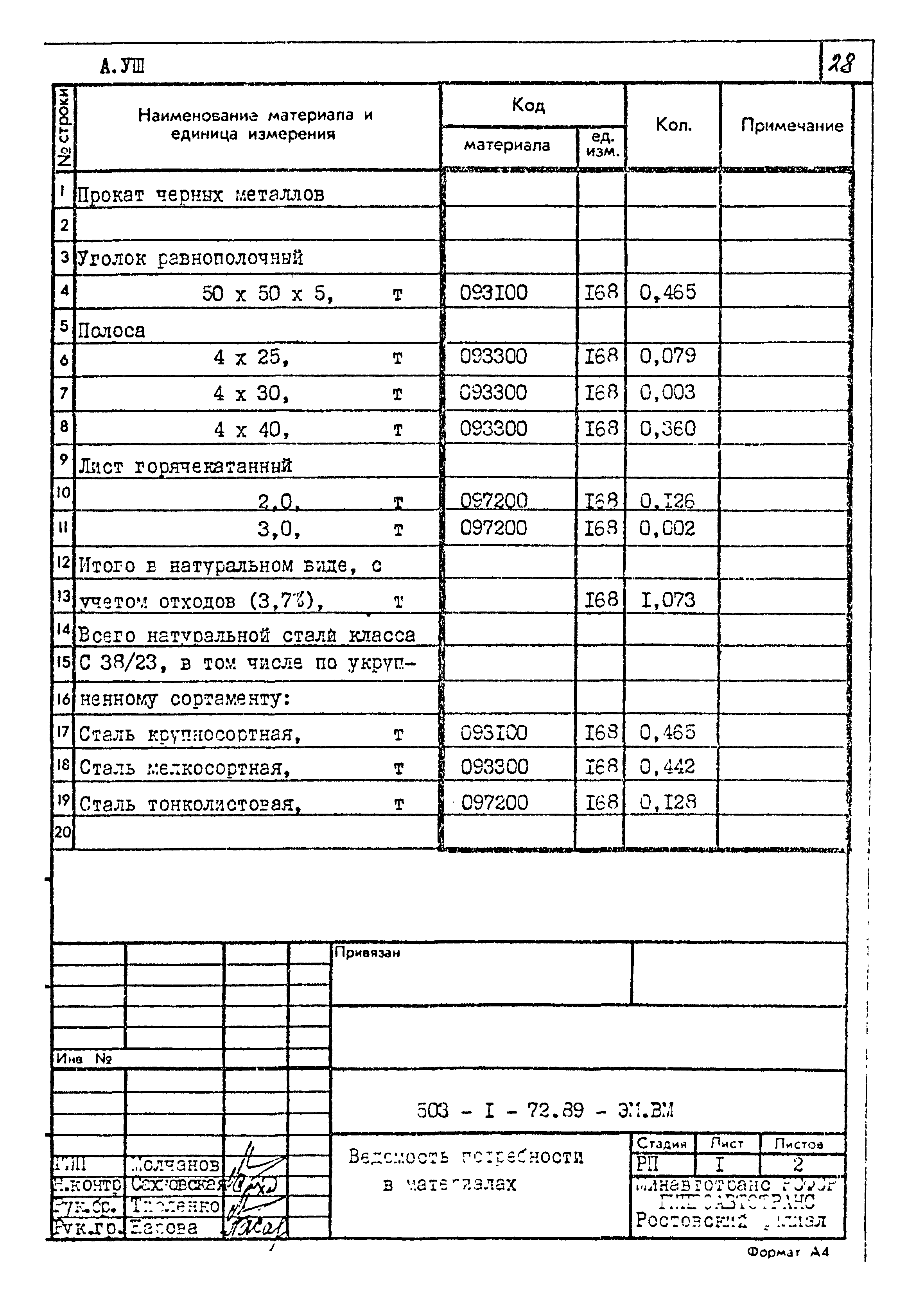 Типовой проект 503-1-72.89