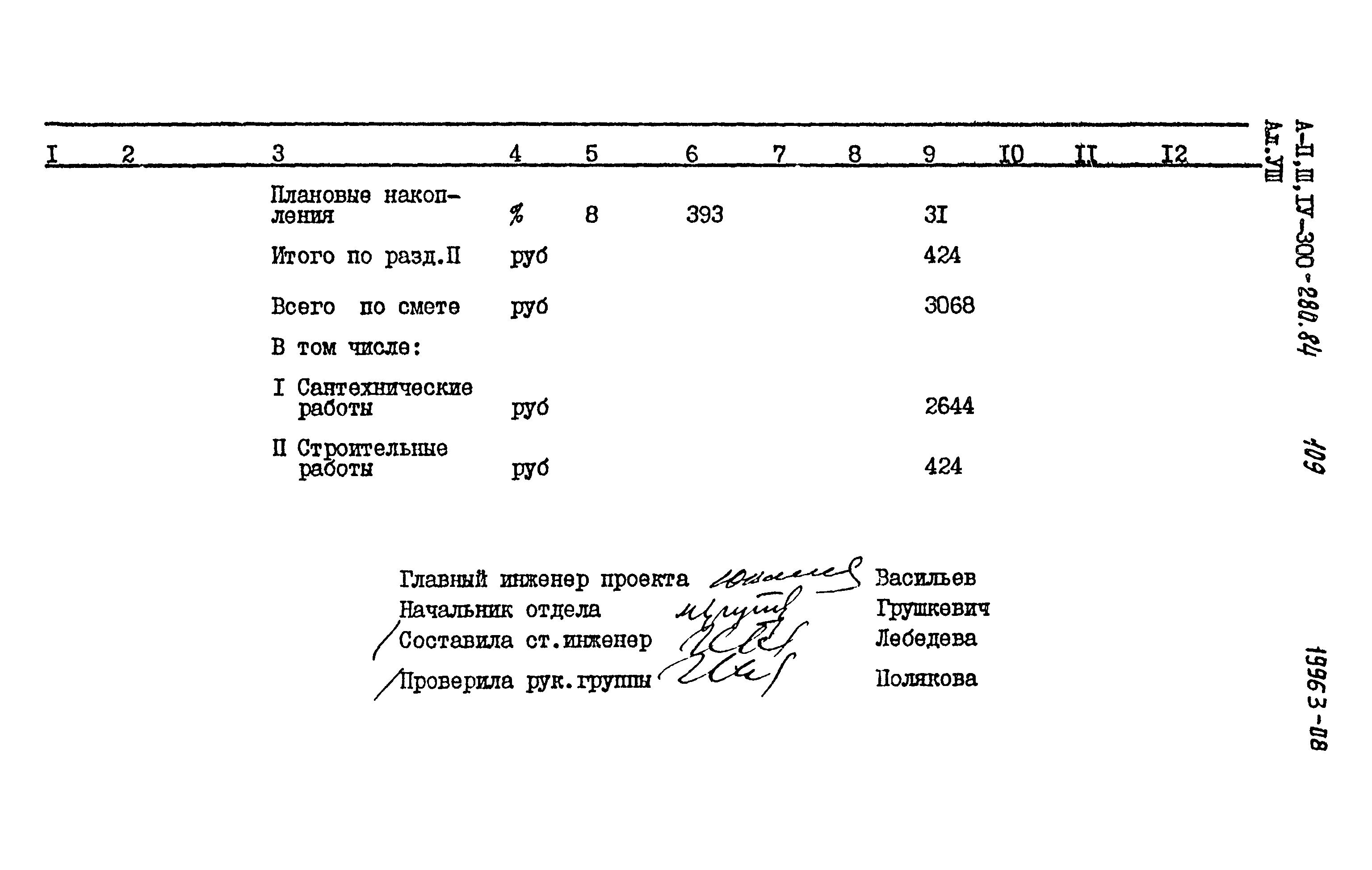 Типовой проект А-II,III,IV-300-280.84