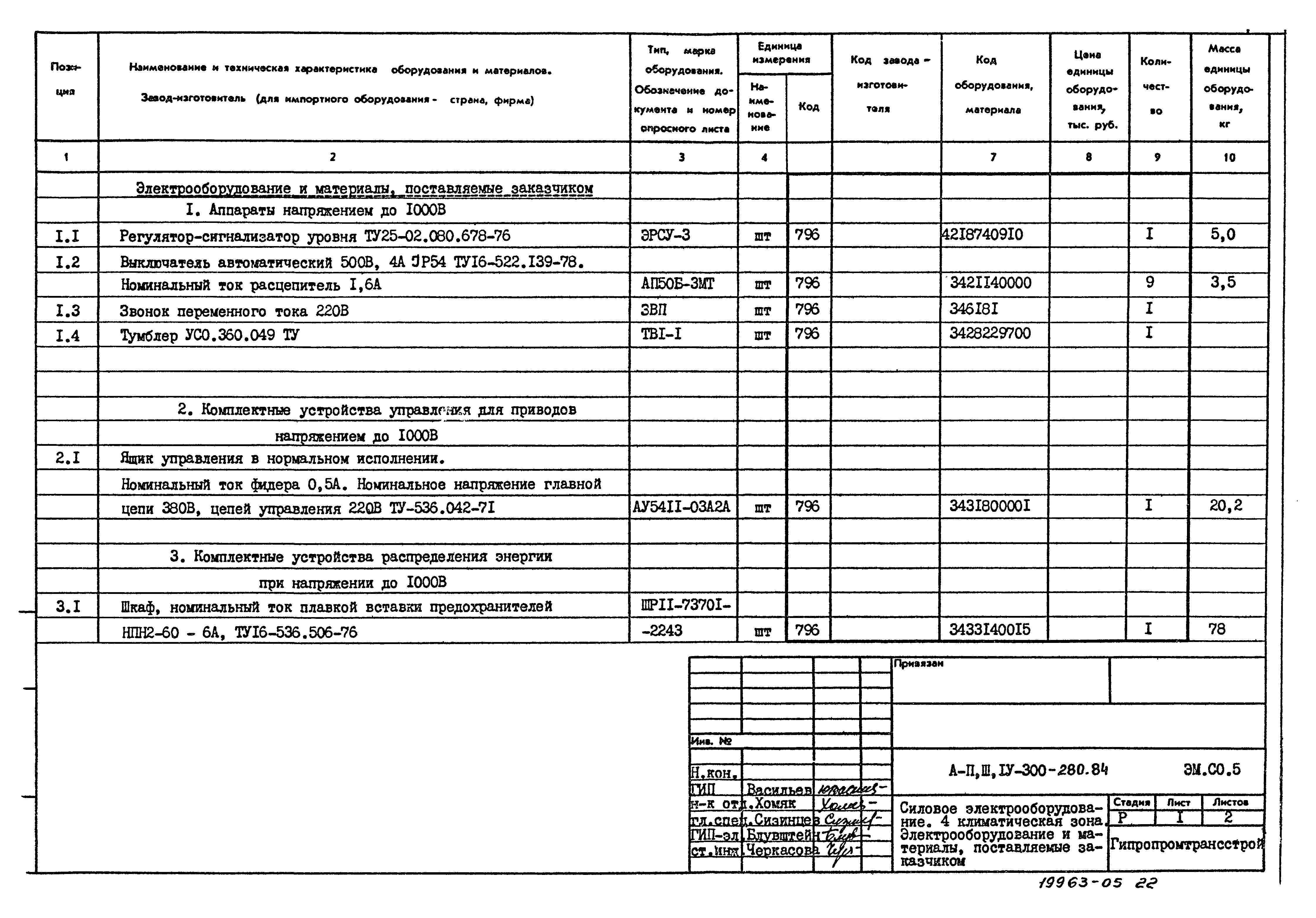 Типовой проект А-II,III,IV-300-280.84