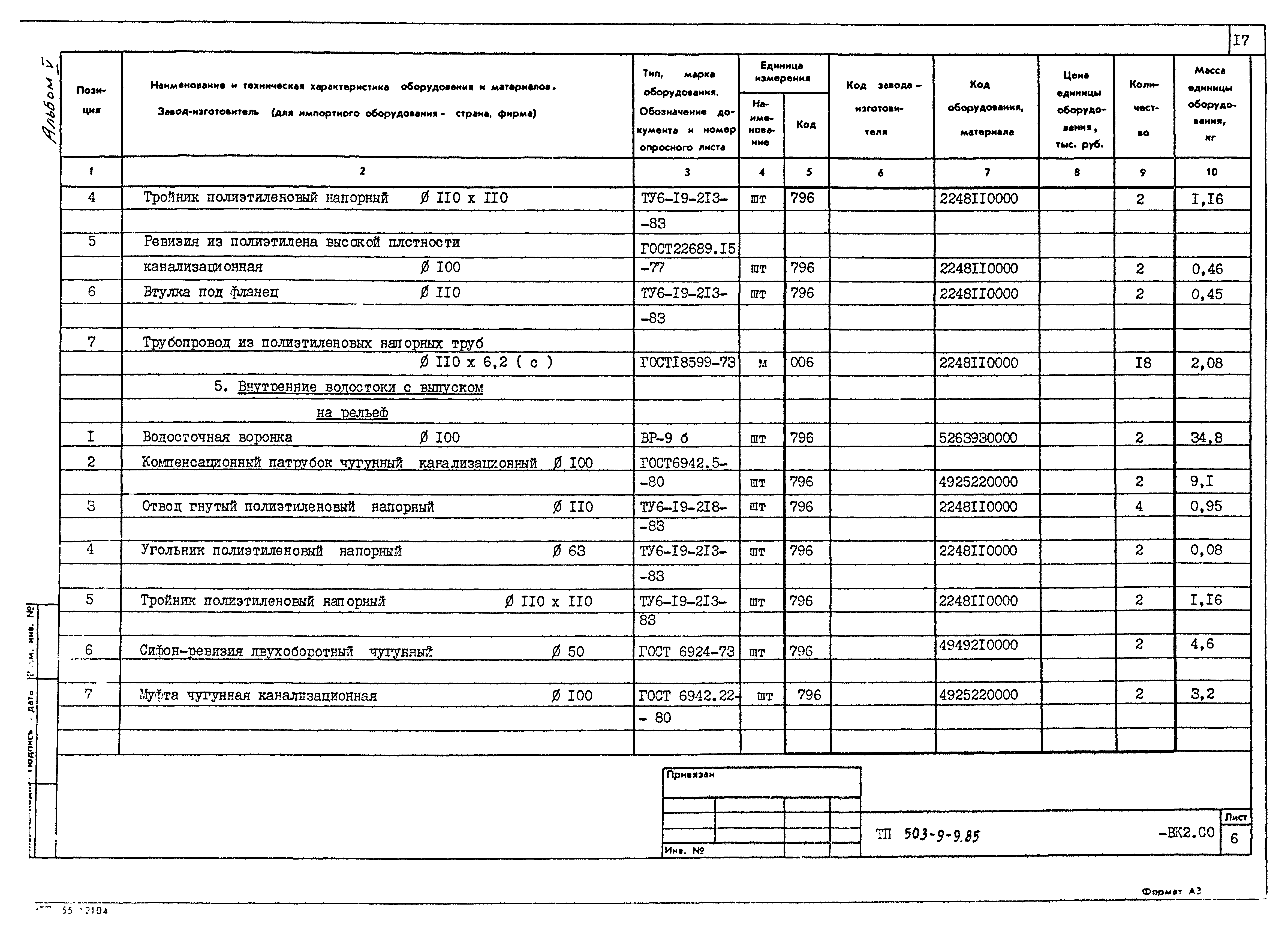 Типовой проект 503-9-9.85