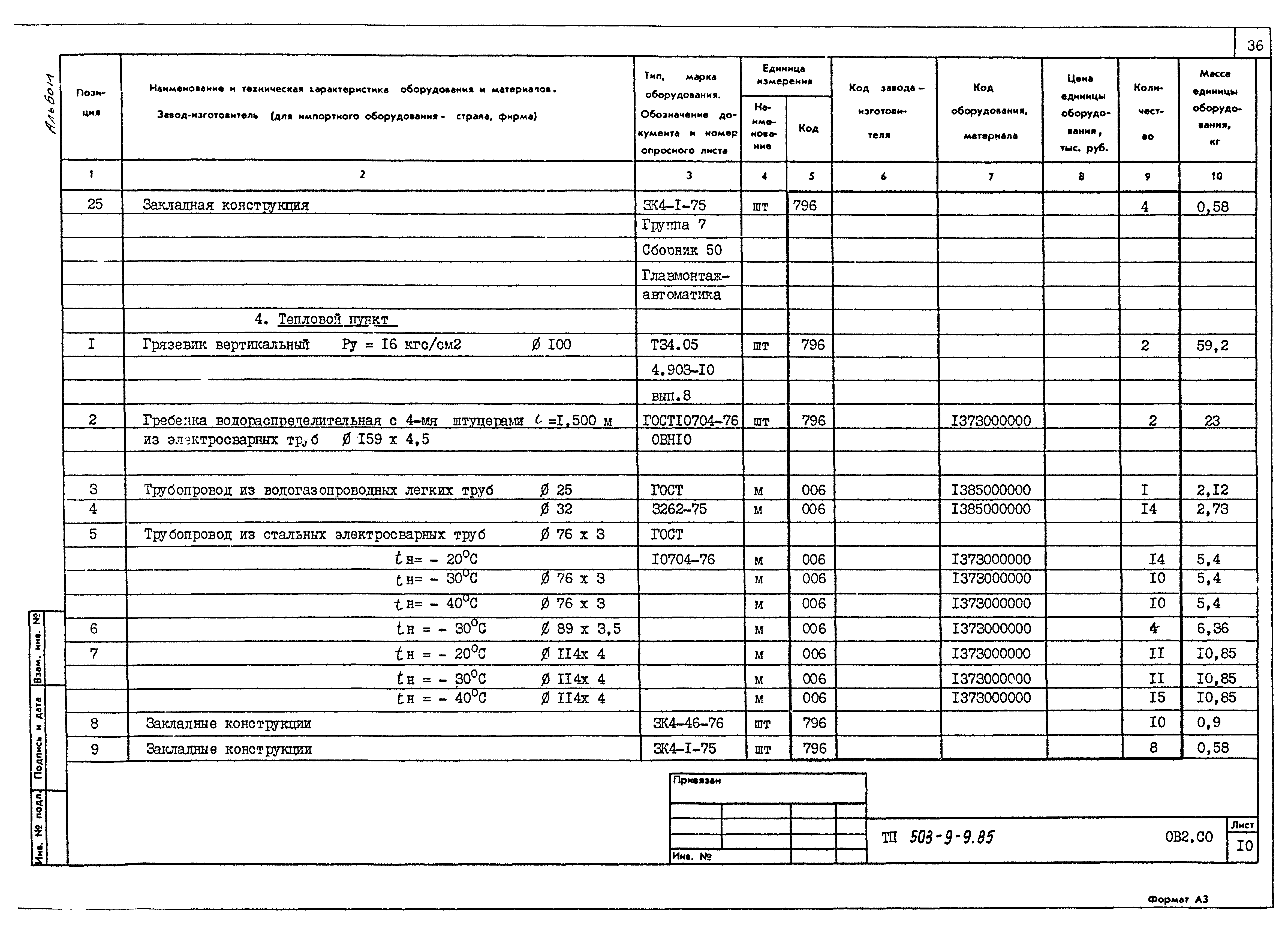 Типовой проект 503-9-9.85