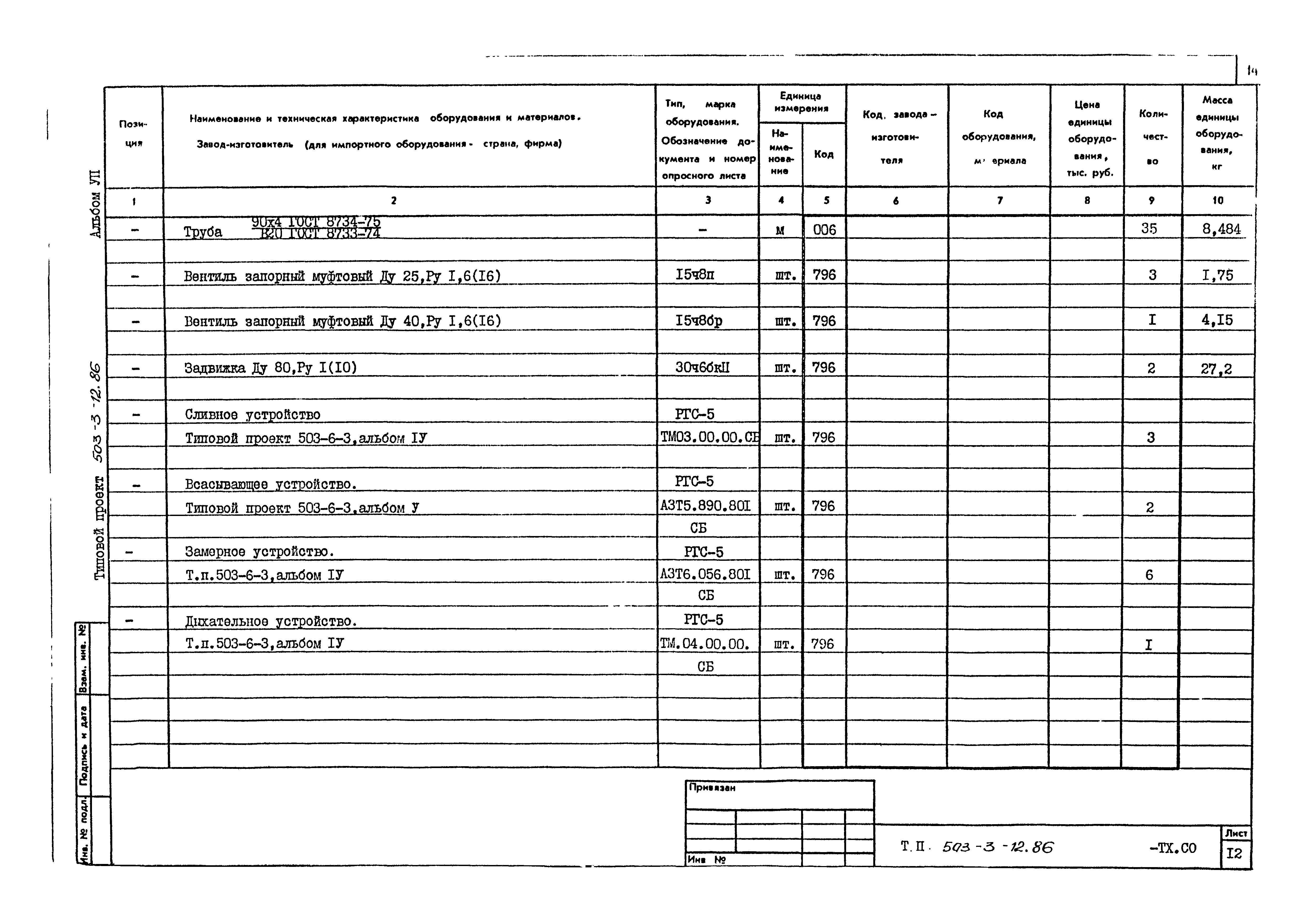 Типовой проект 503-3-12.86