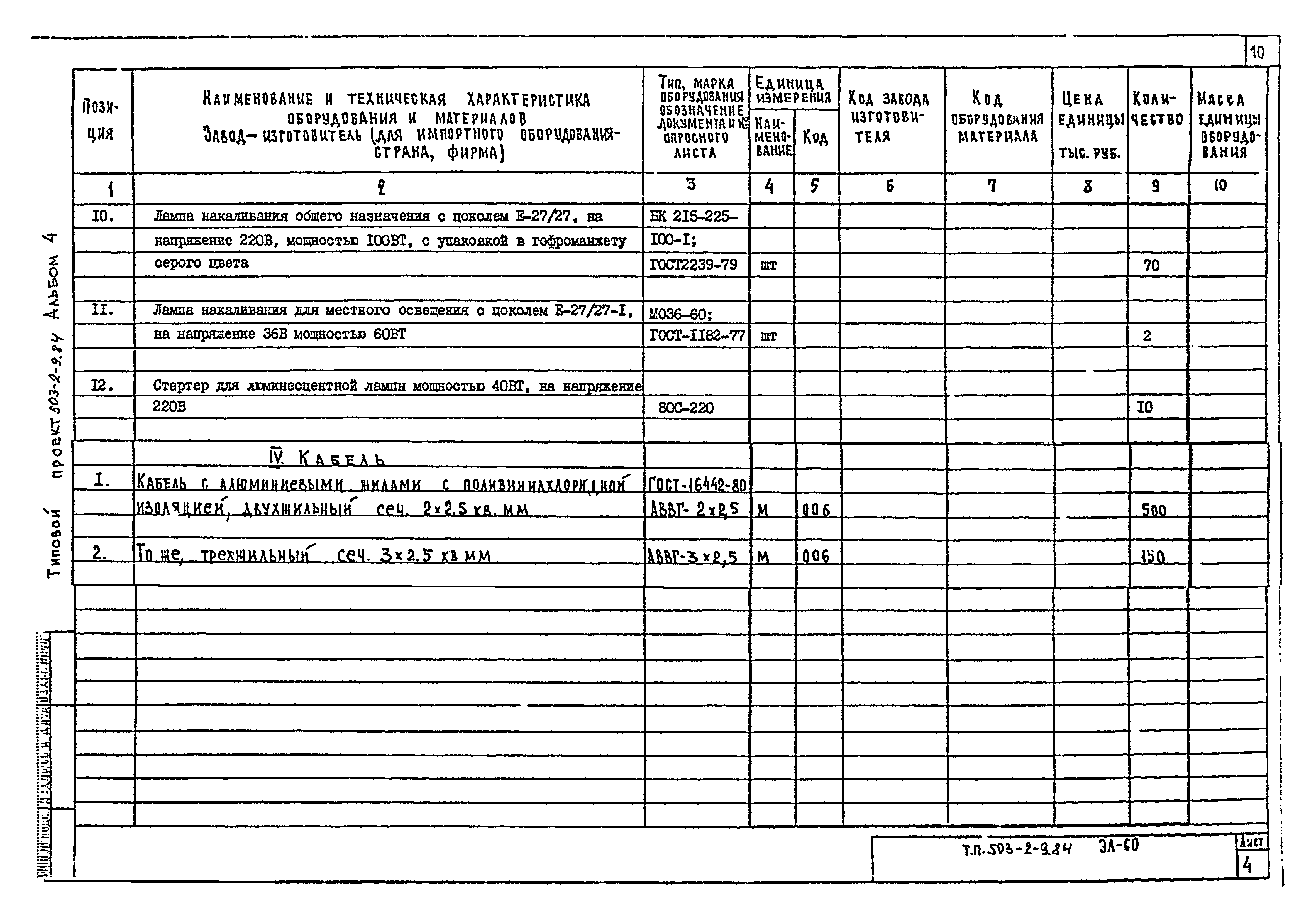 Типовой проект 503-2-9.84