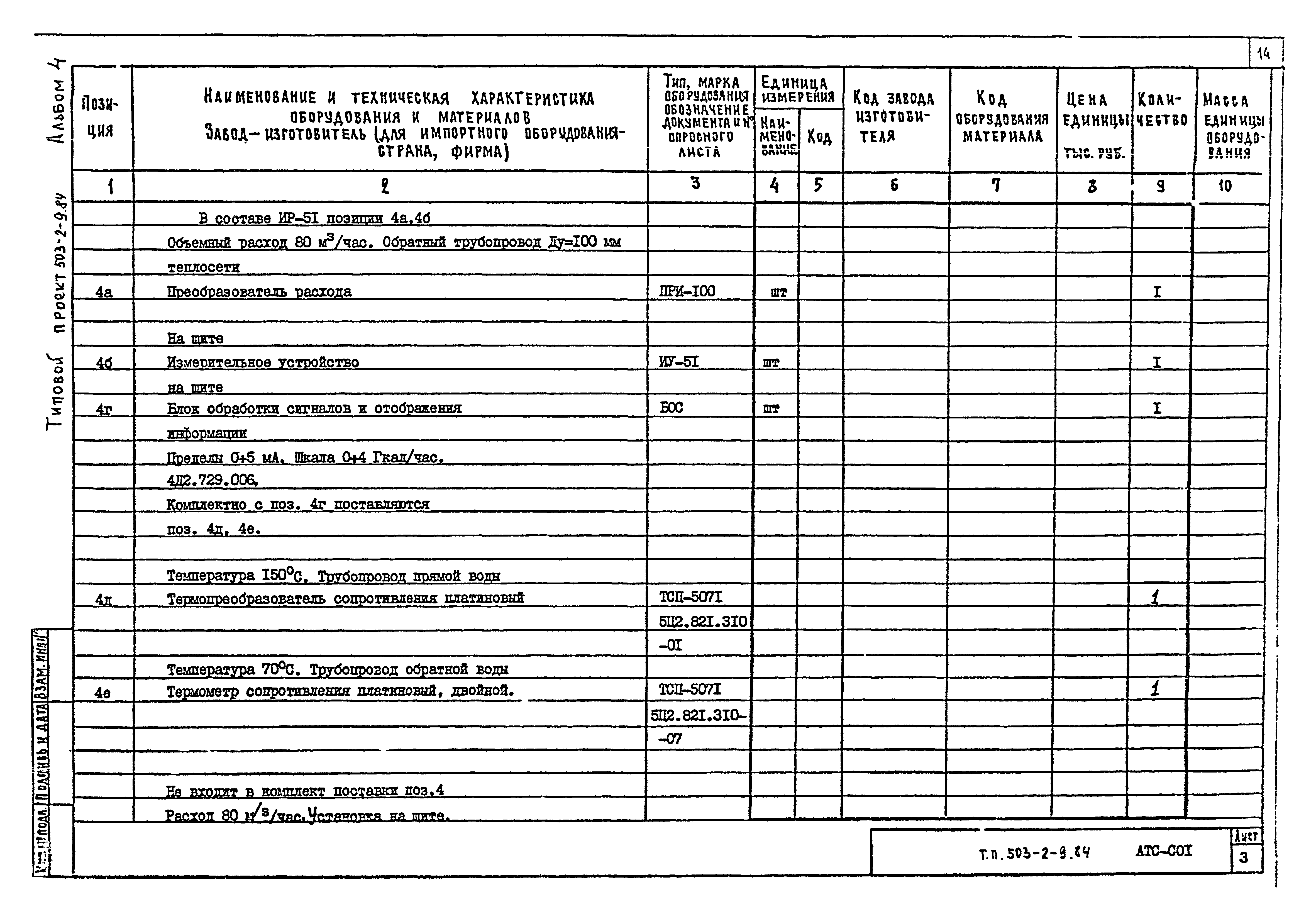 Типовой проект 503-2-9.84