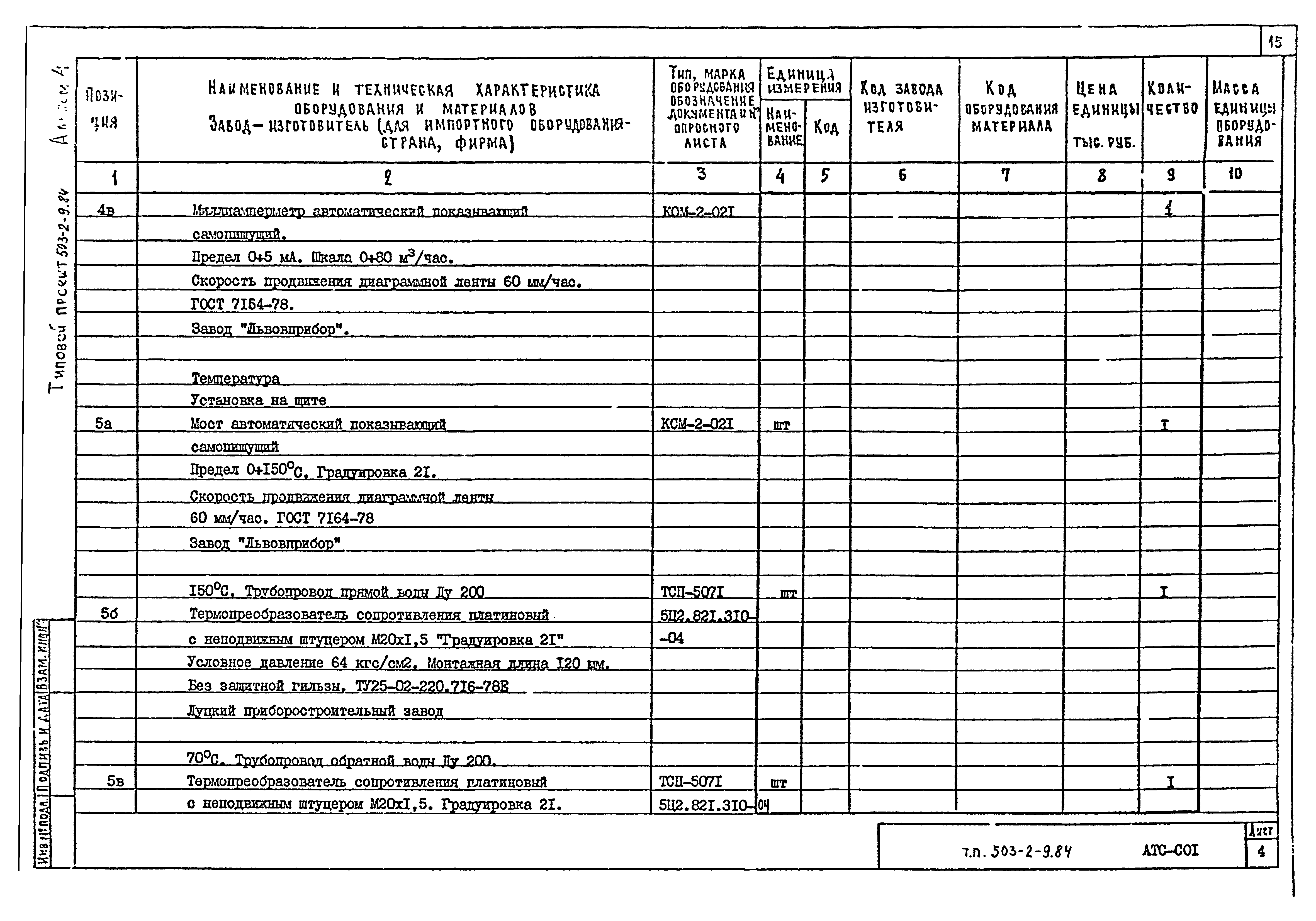 Типовой проект 503-2-9.84