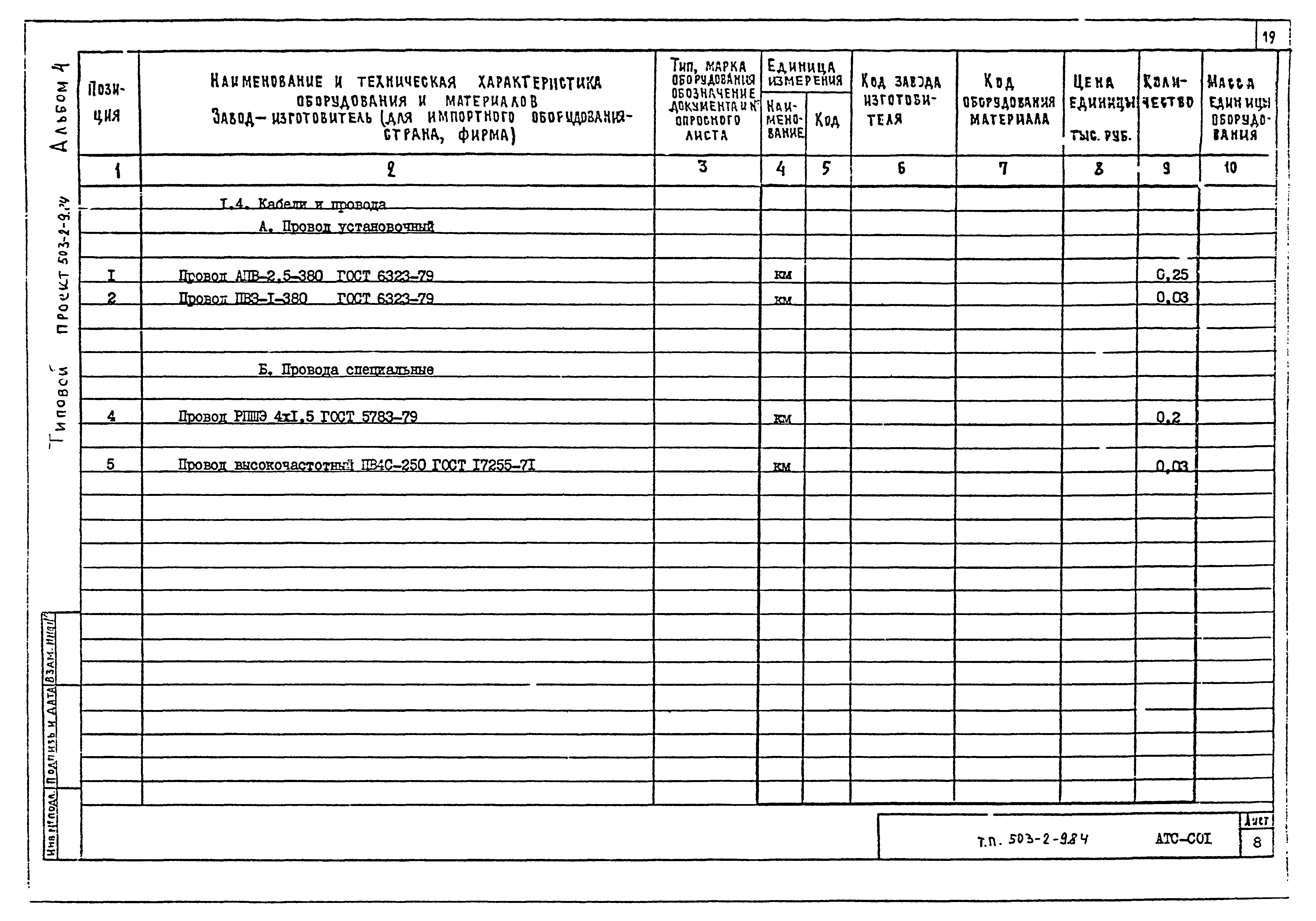 Типовой проект 503-2-9.84