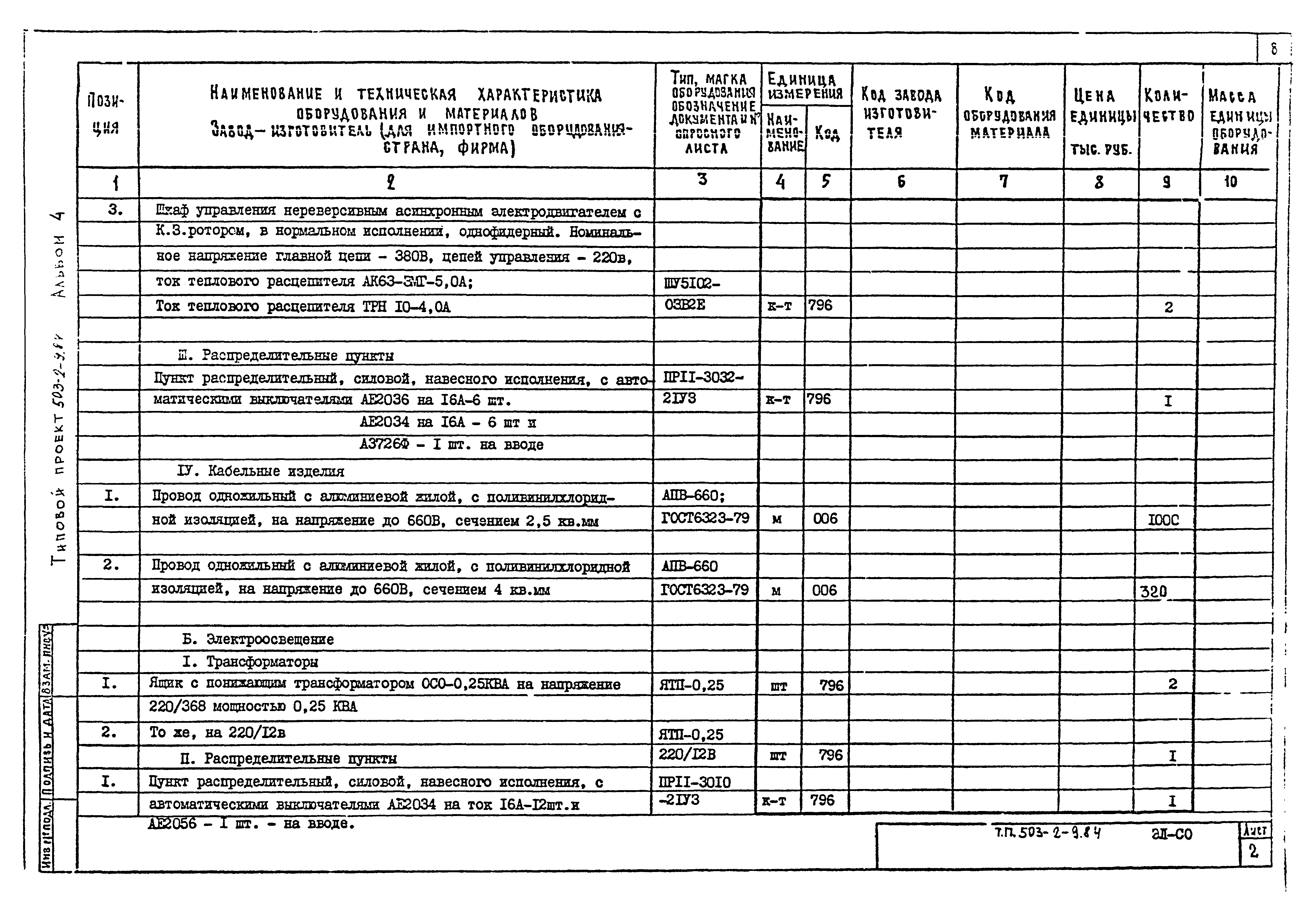 Типовой проект 503-2-9.84