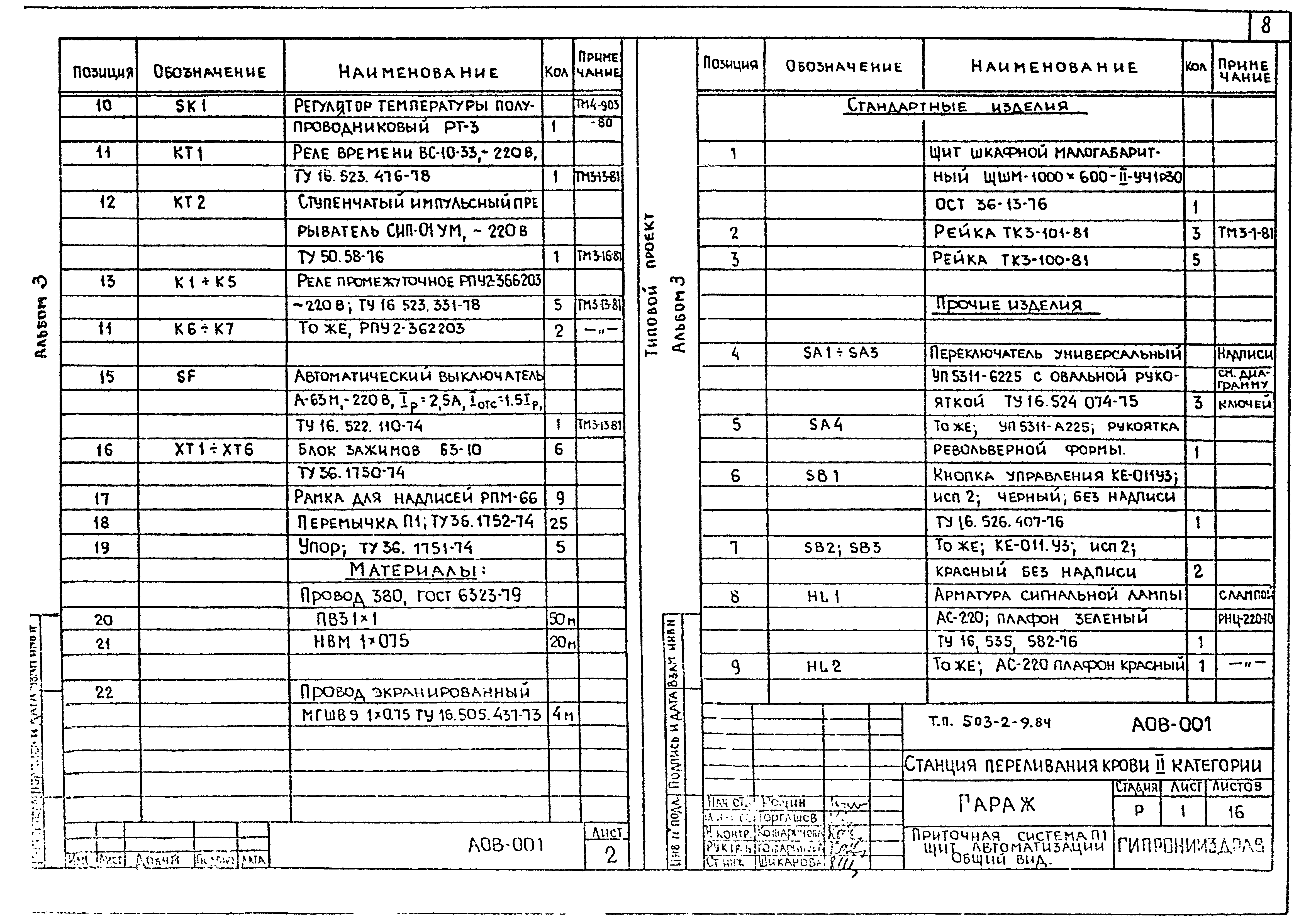 Типовой проект 503-2-9.84