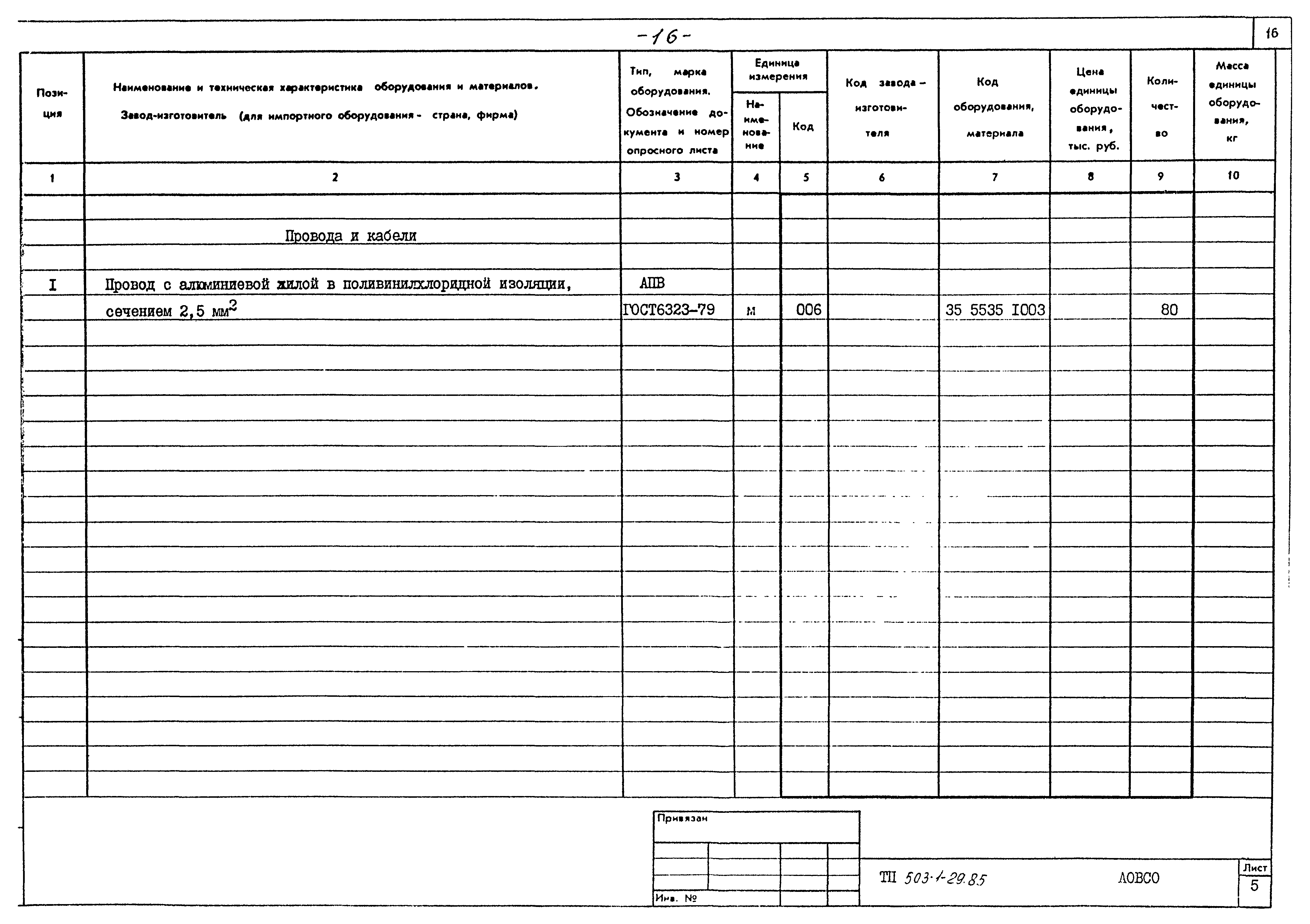 Типовой проект 503-1-29.85