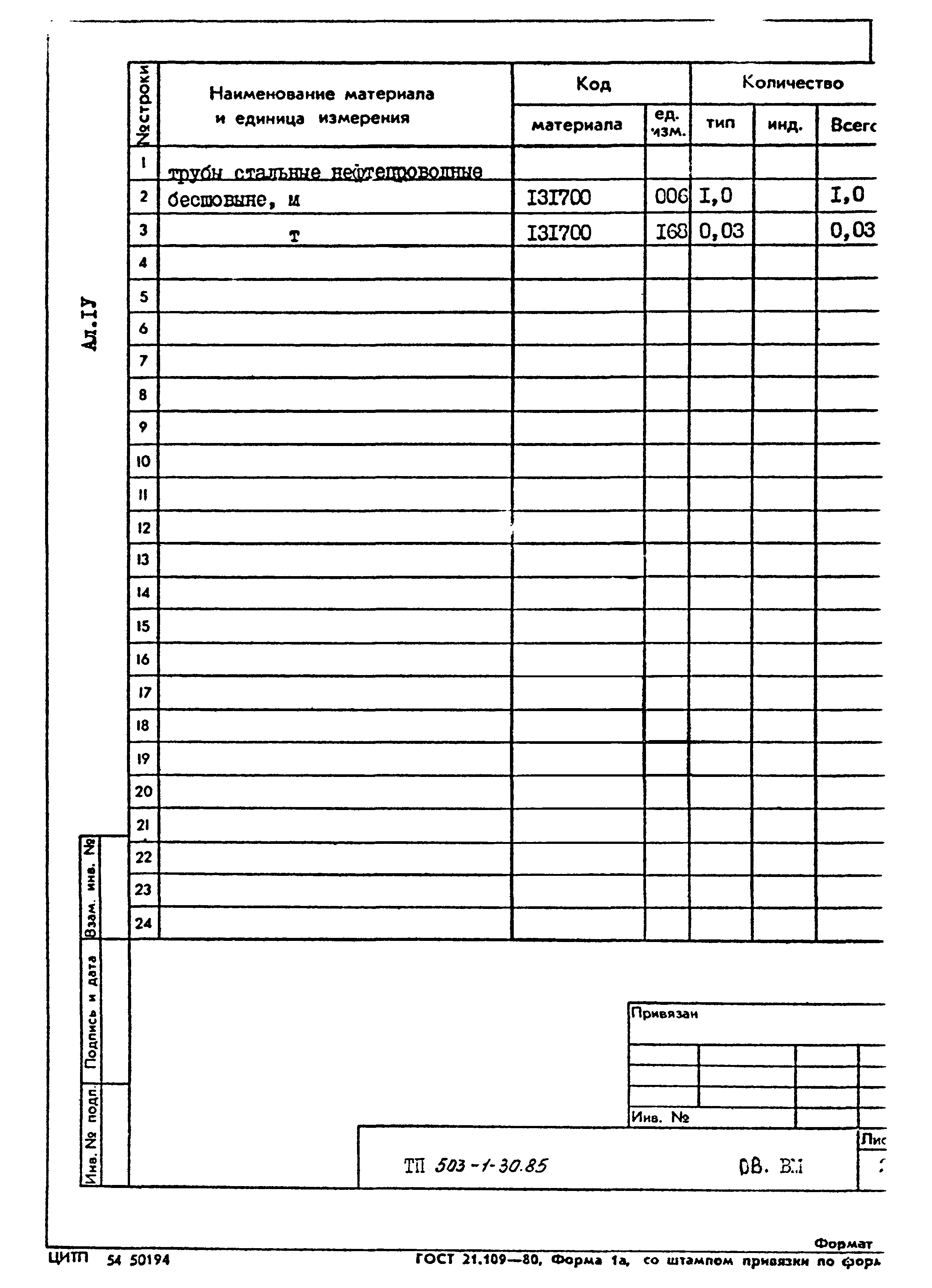 Типовой проект 503-1-30.85