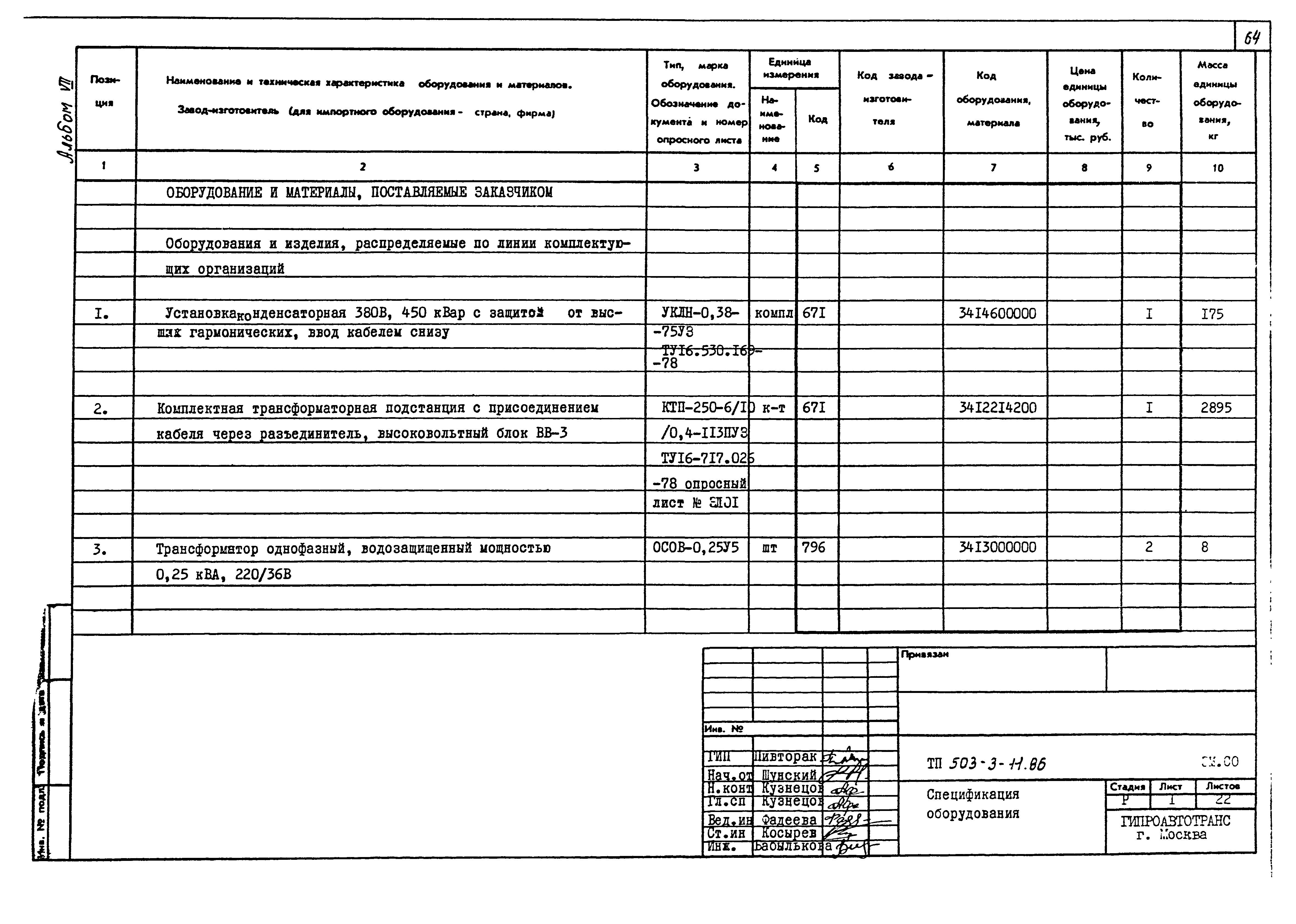 Типовой проект 503-3-11.86