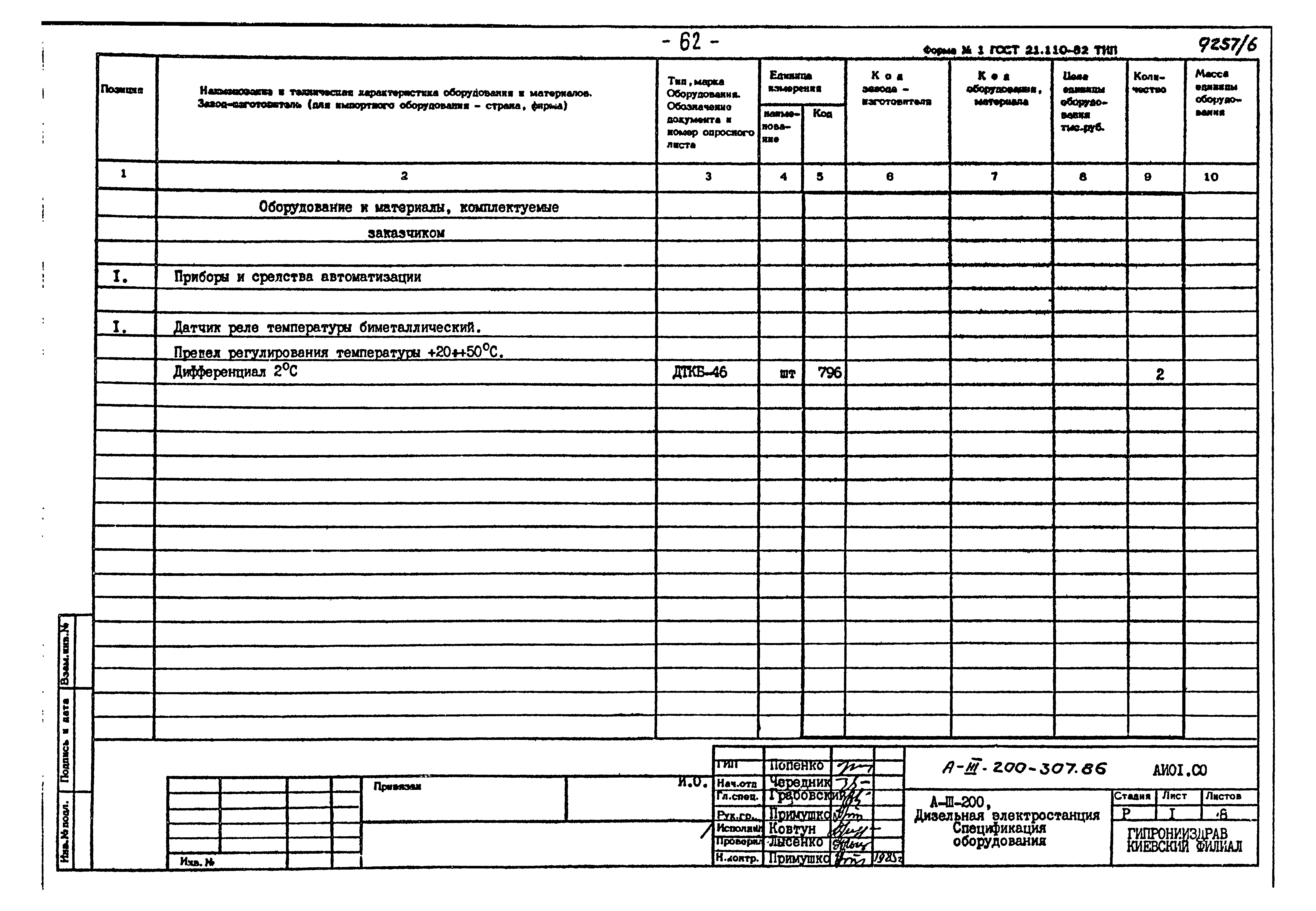 Типовой проект А-III-200-307.86