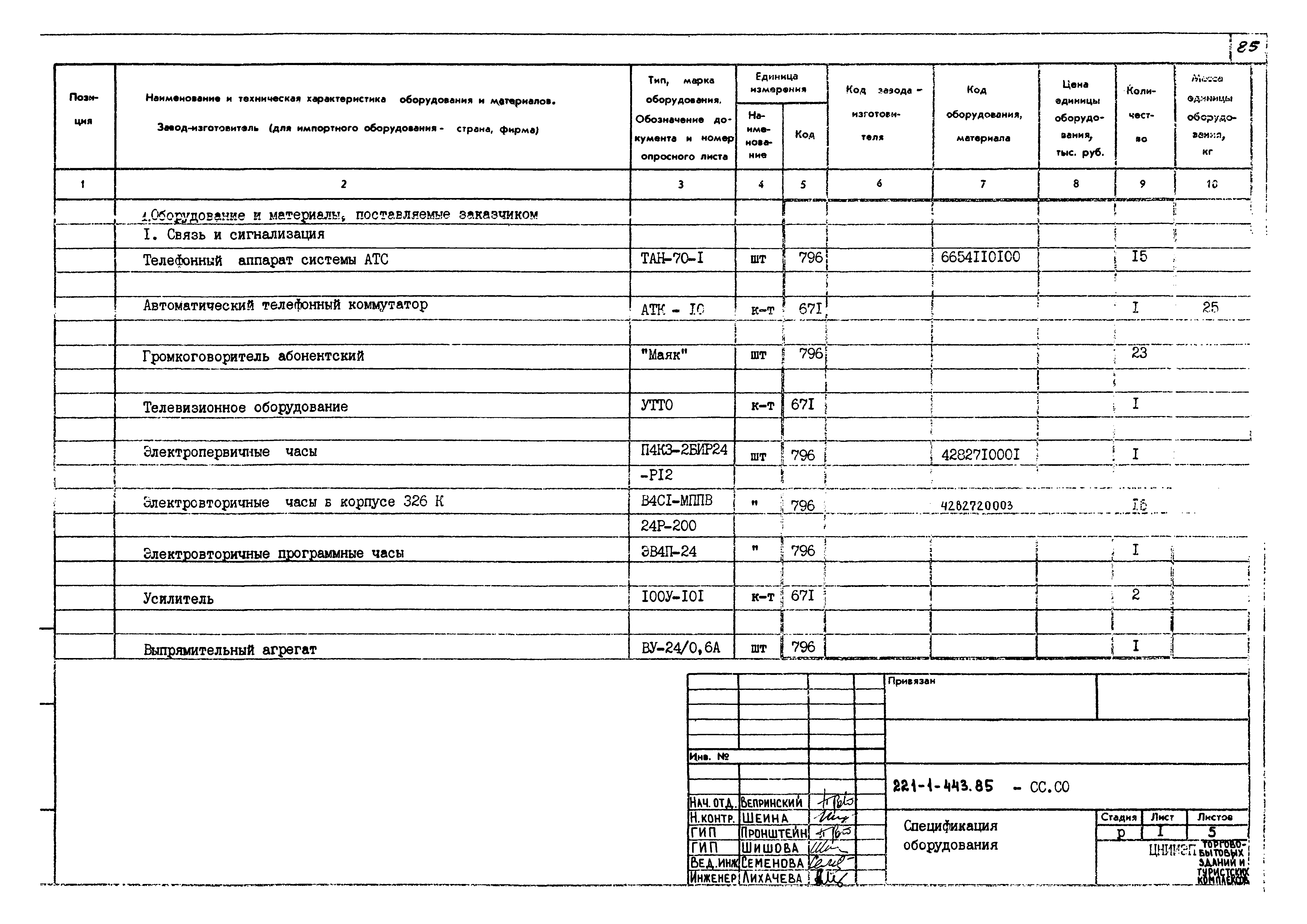 Типовой проект 221-1-443.85