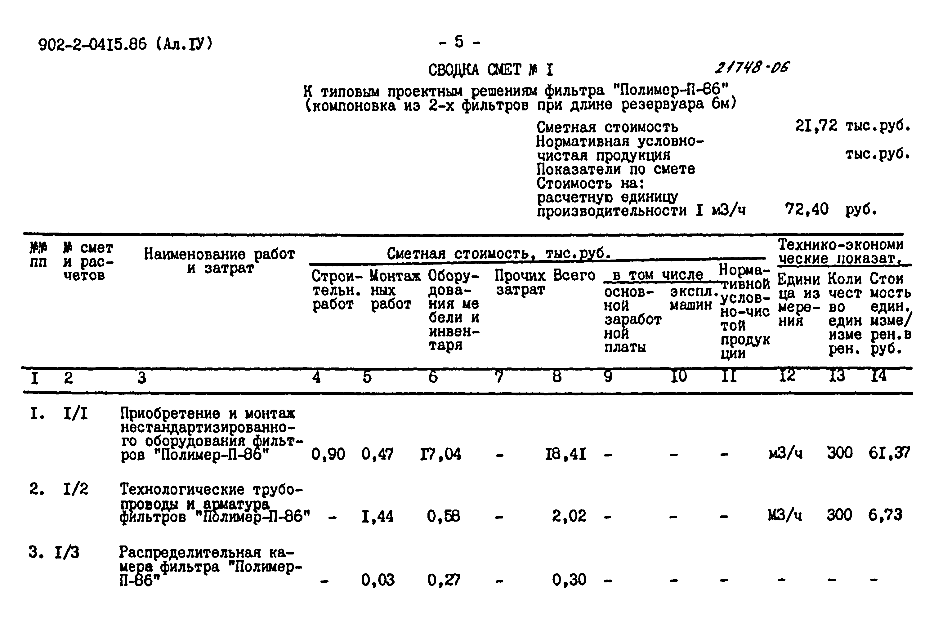 Типовые проектные решения 902-2-0415.86