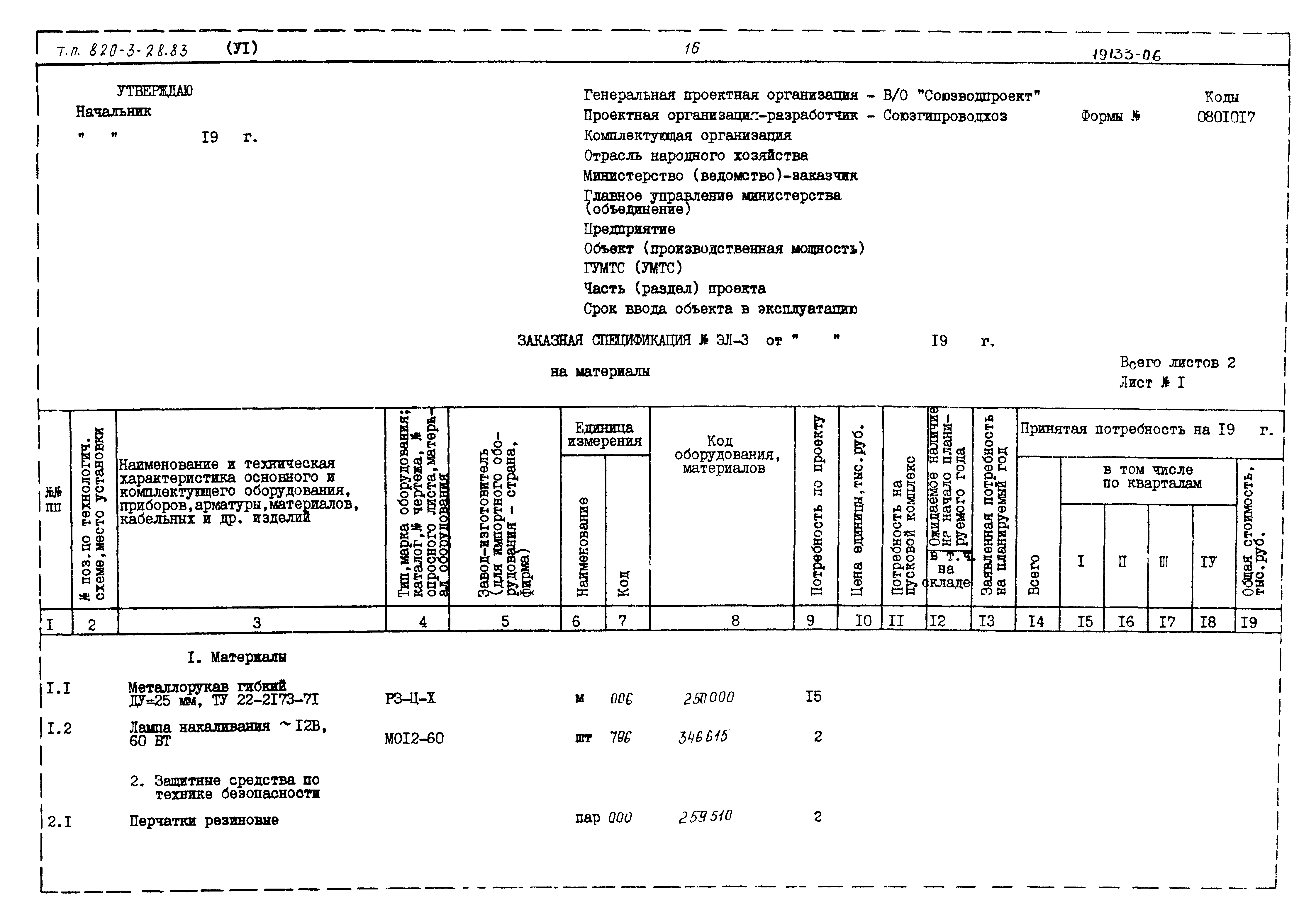 Типовой проект 820-3-28.83