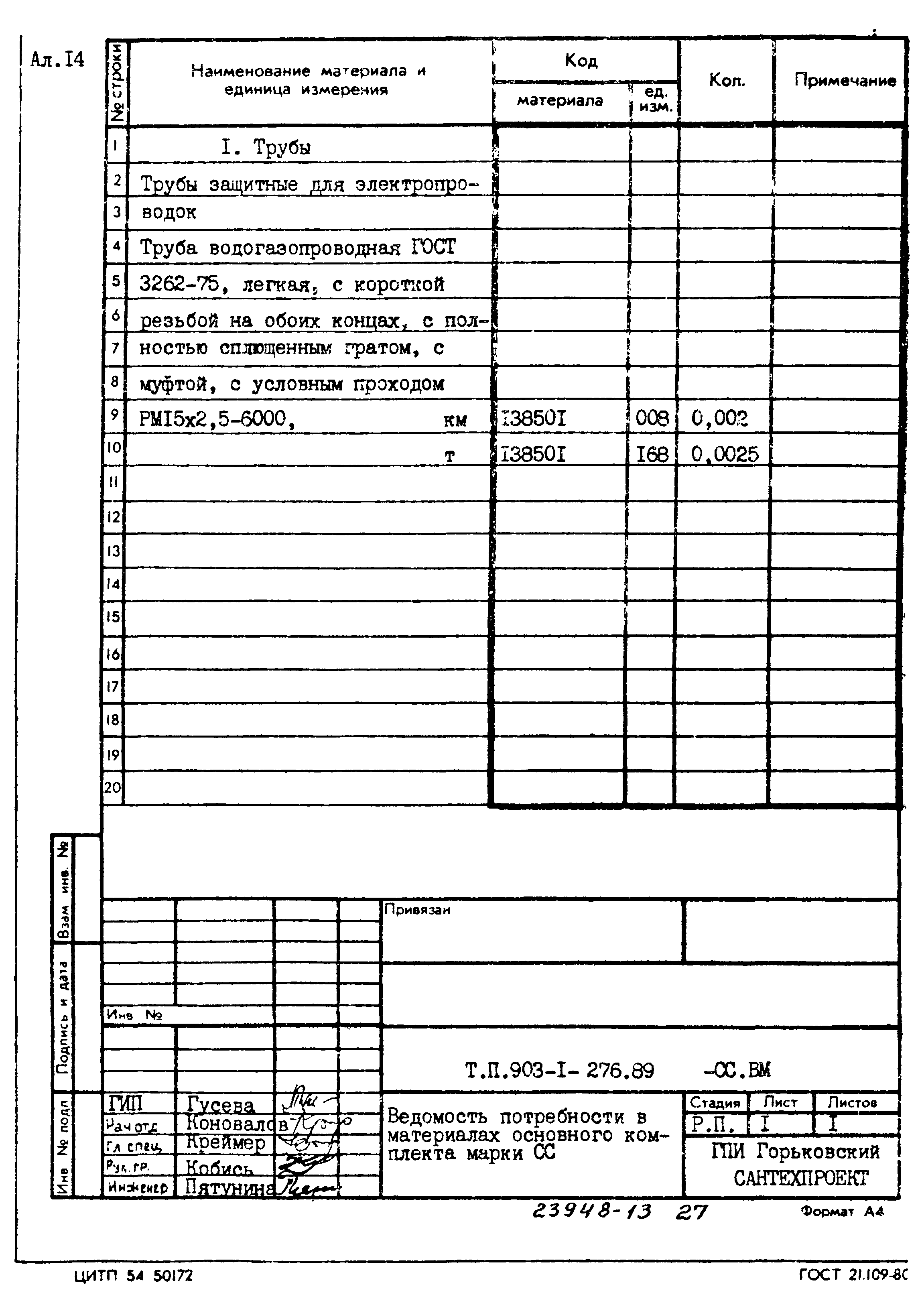 Типовой проект 903-1-276.89