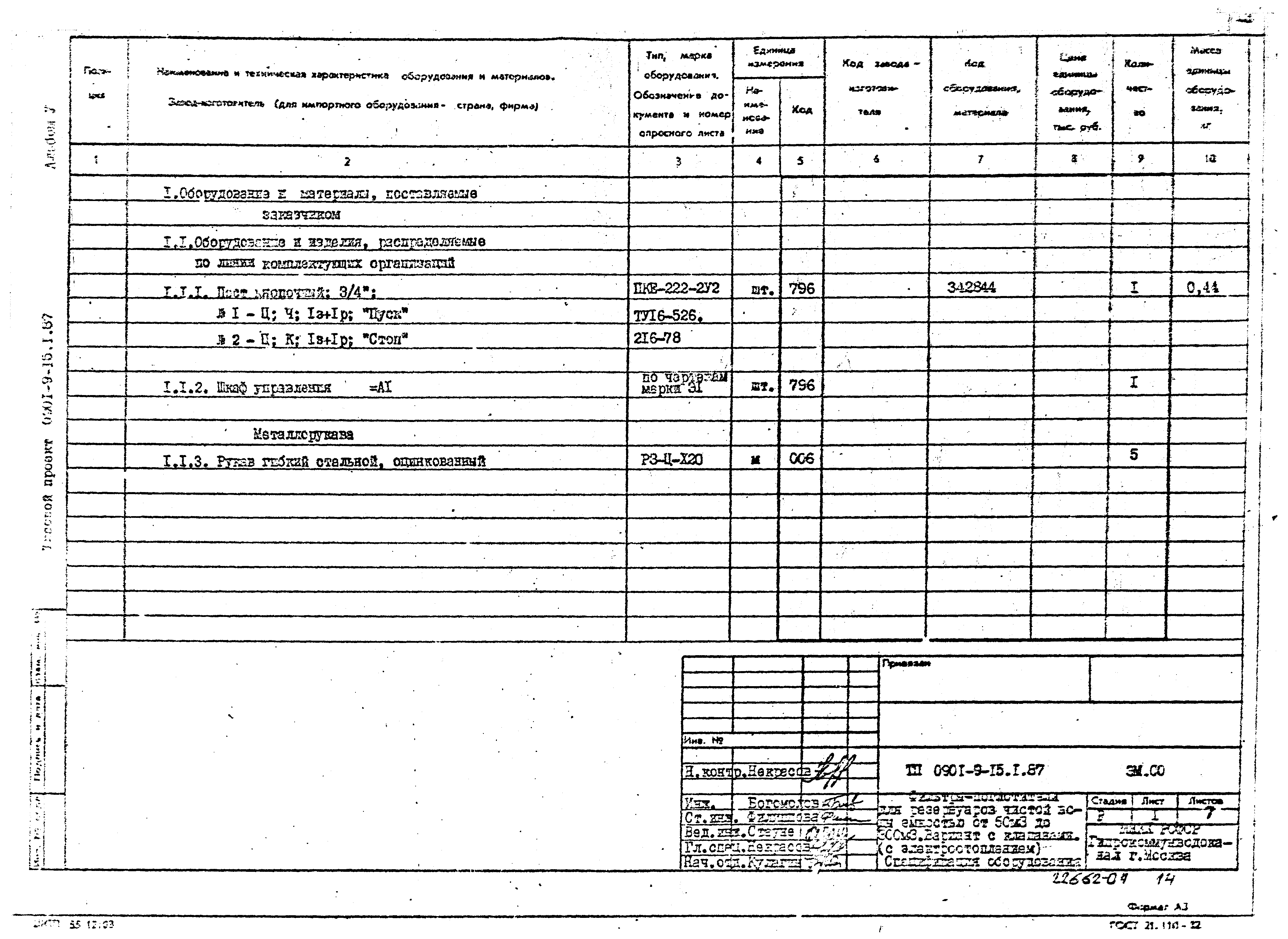 Типовой проект 0901-9-15.2.87