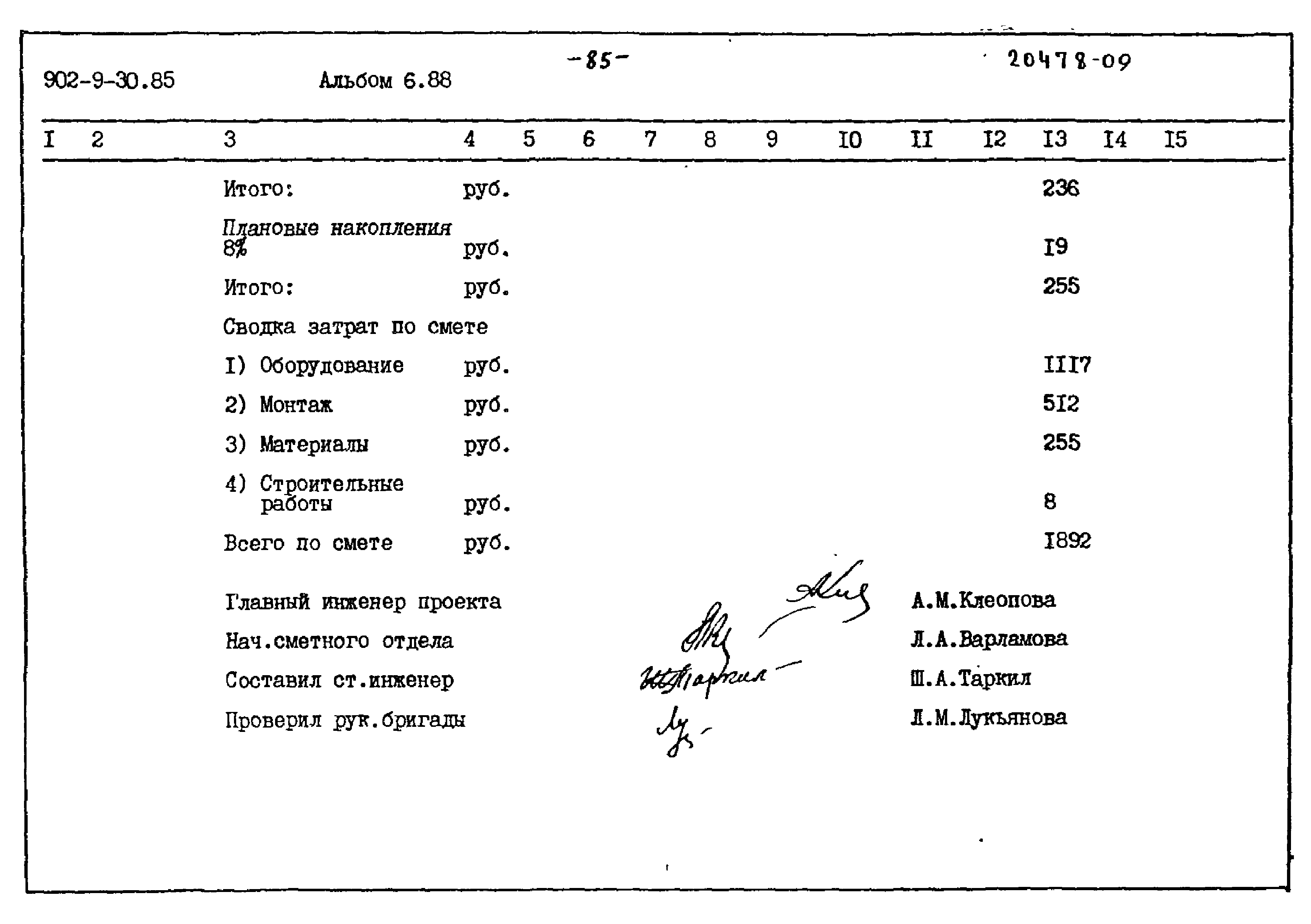 Типовой проект 902-9-30.85