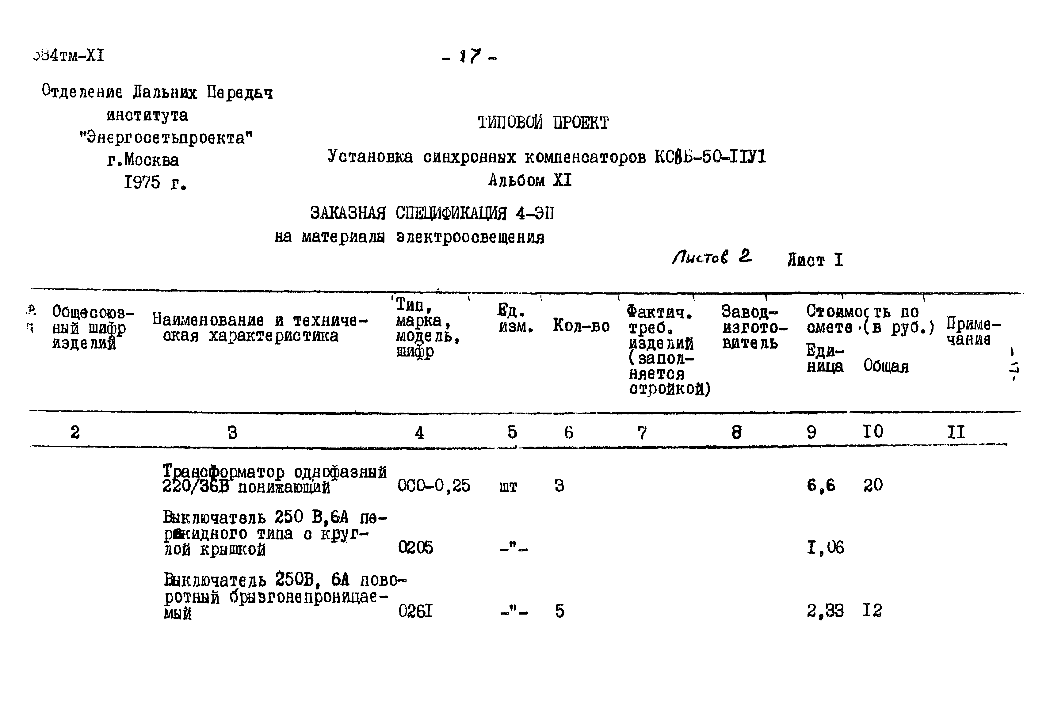 Типовой проект 3584тм