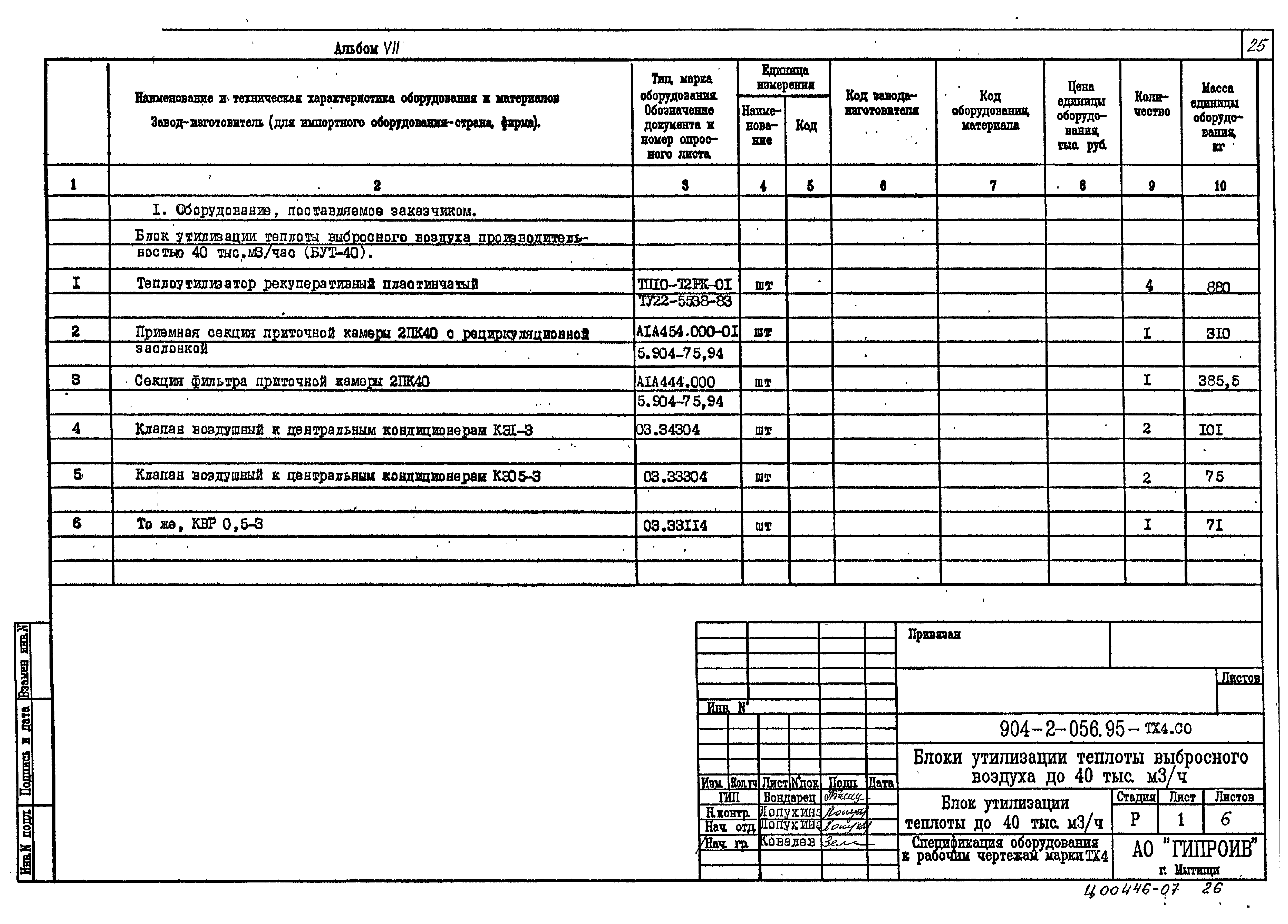 Типовые проектные решения 904-2-056.95