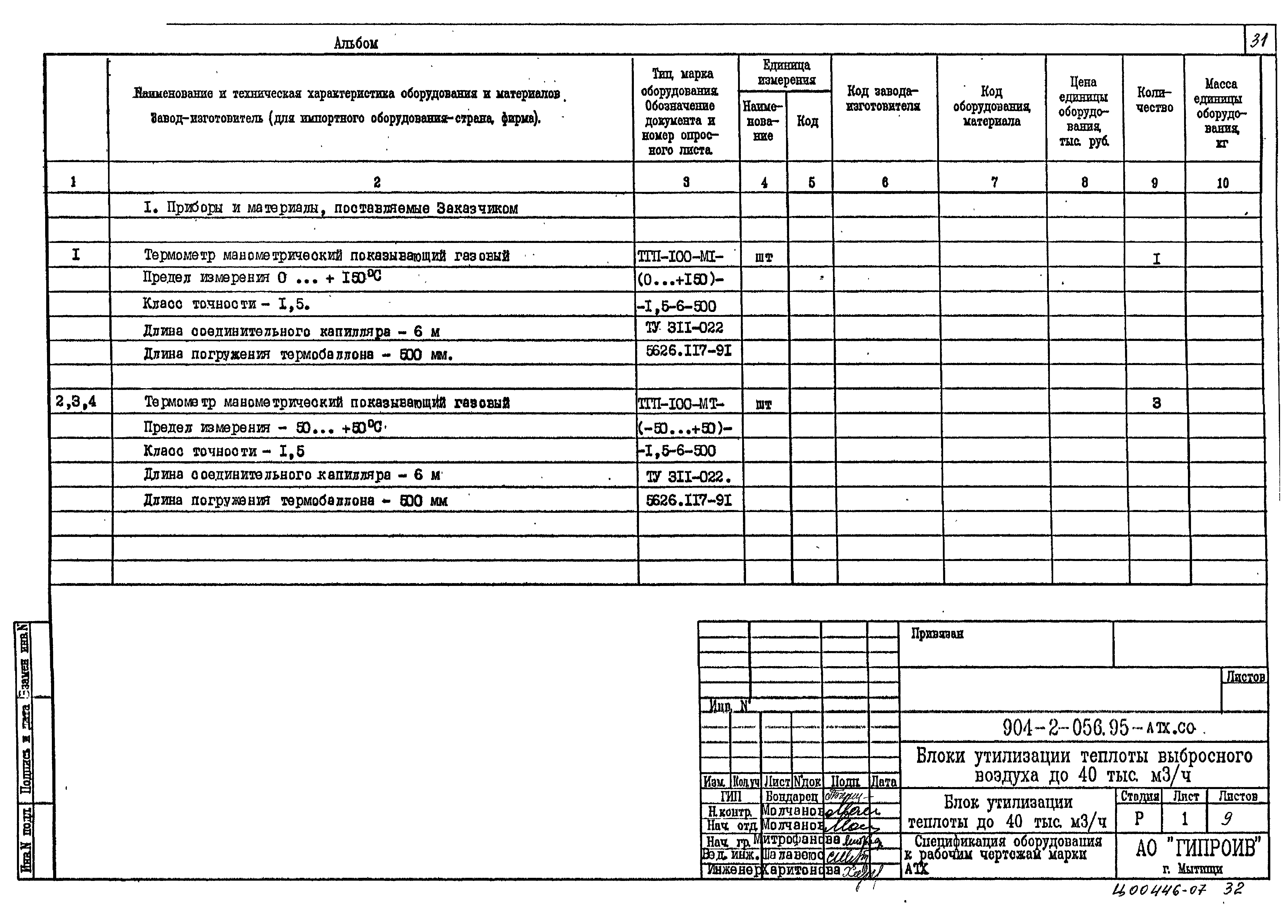 Типовые проектные решения 904-2-056.95