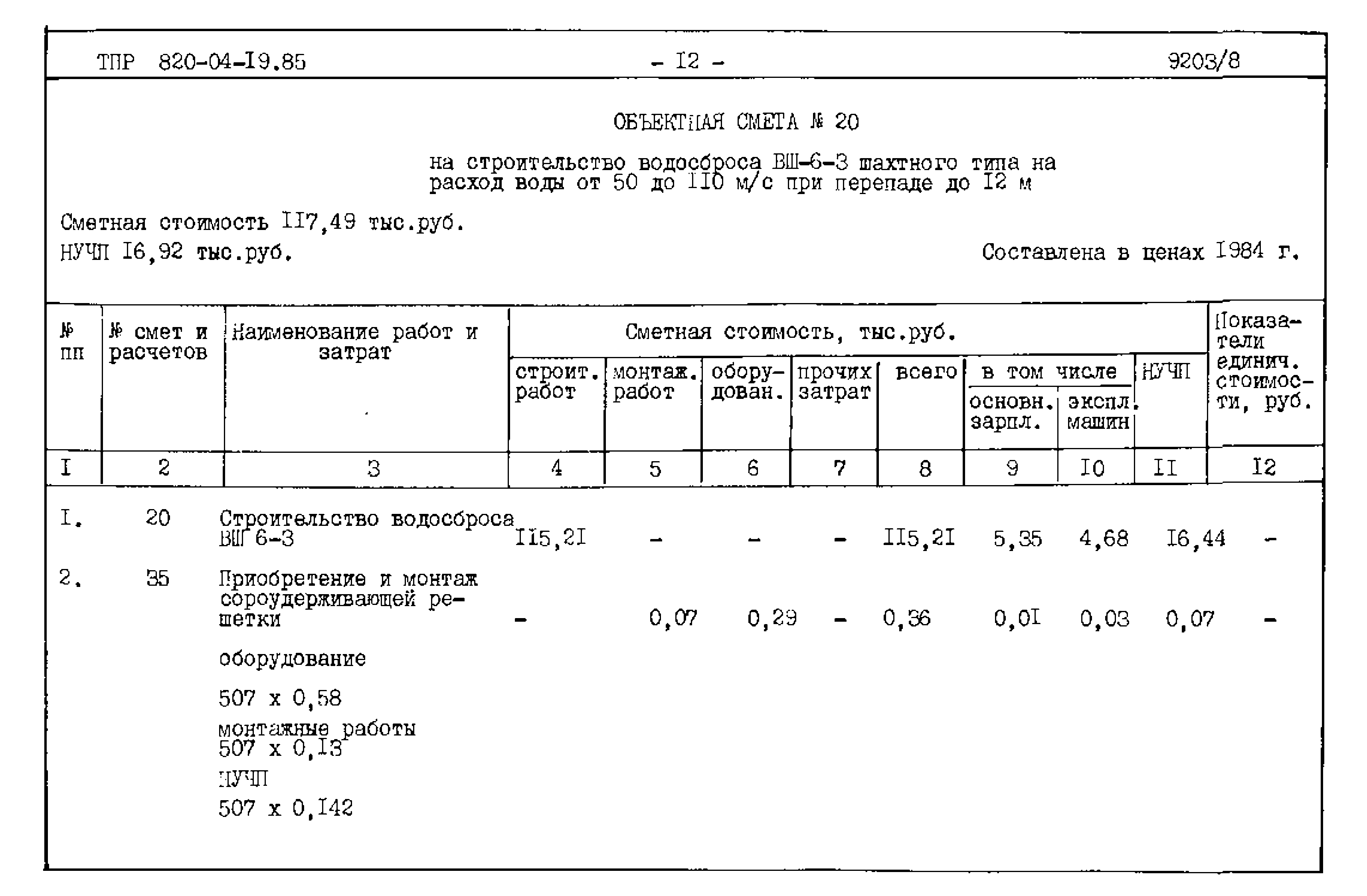 Типовые проектные решения 820-04-19.85