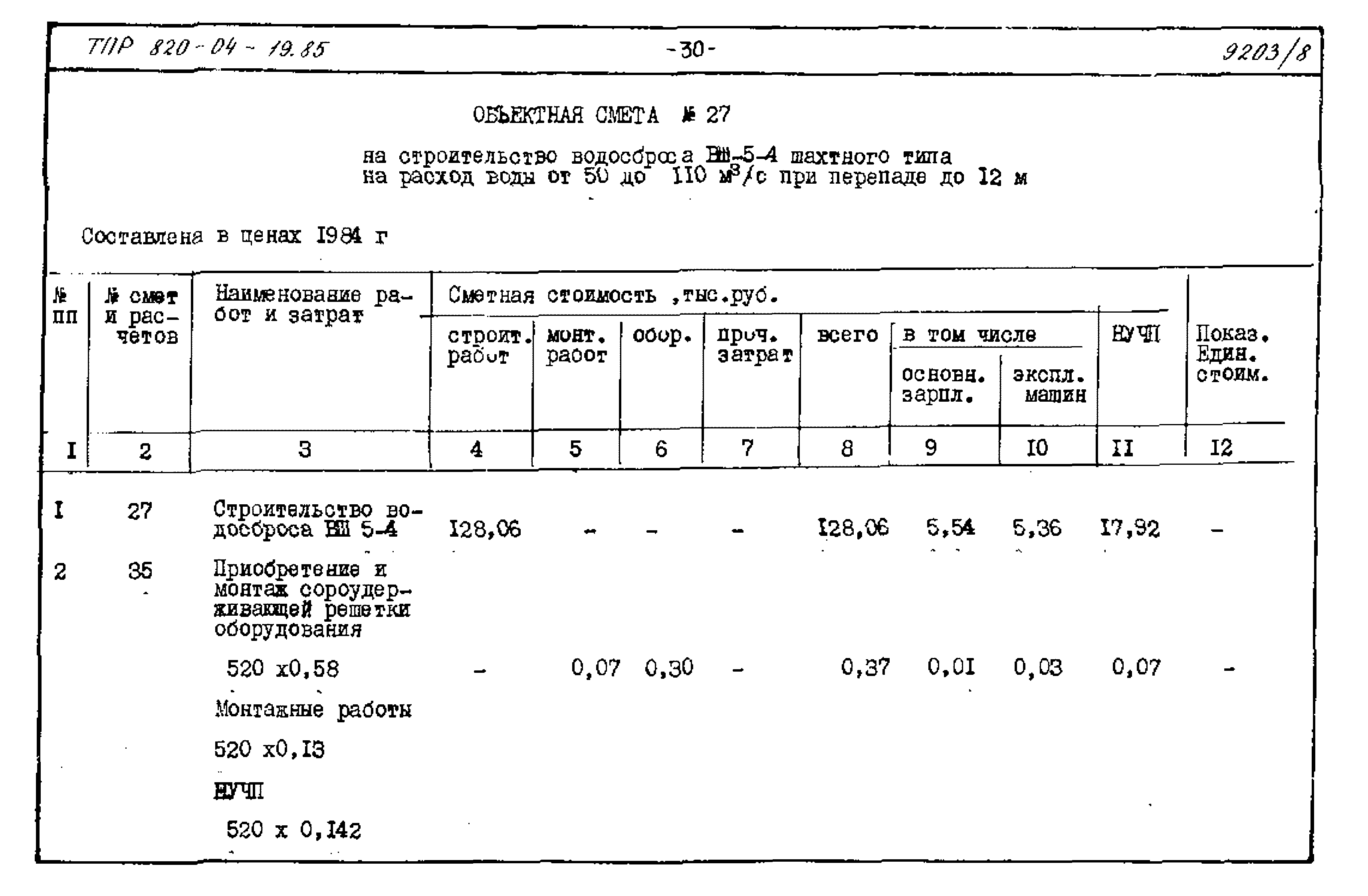 Типовые проектные решения 820-04-19.85